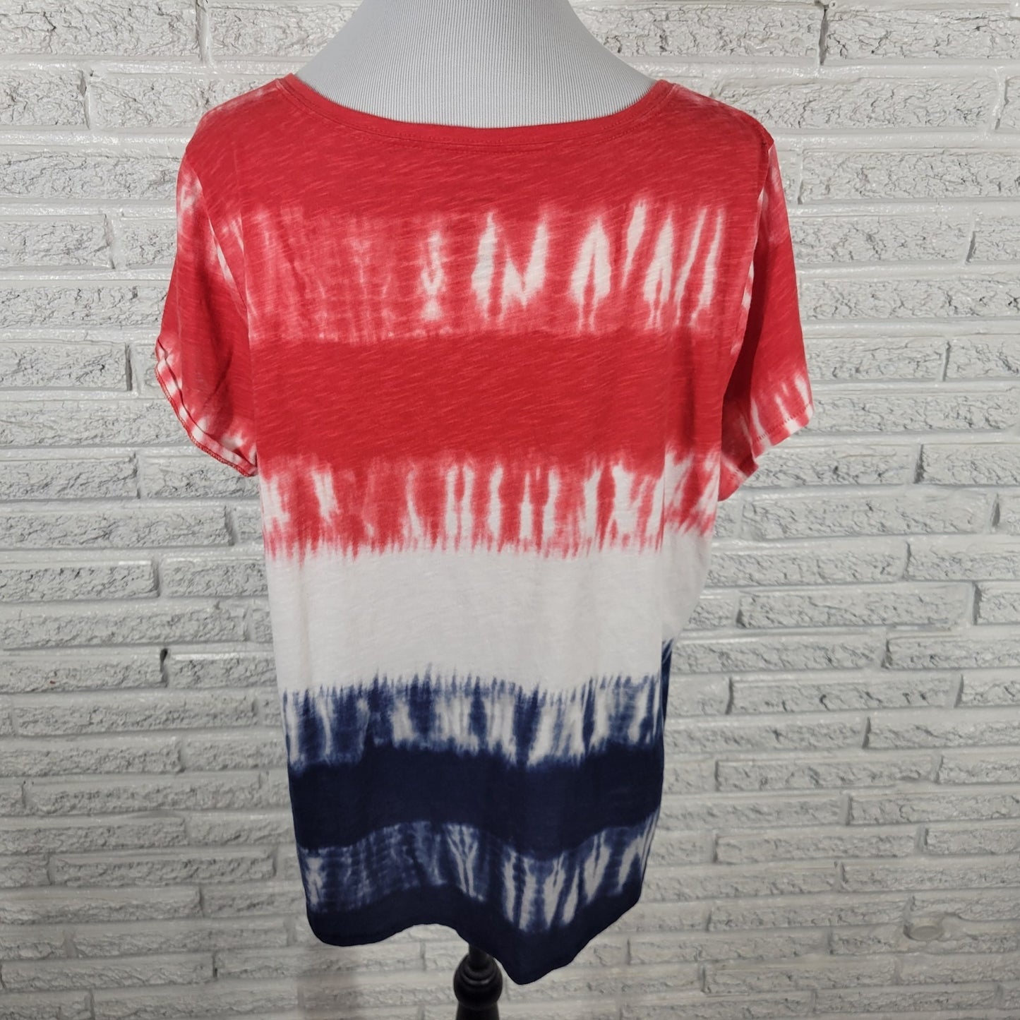 Fourth of July Sonoma Everyday Women Top XXL Plus Tee Red Blue Tie Dye Patriotic