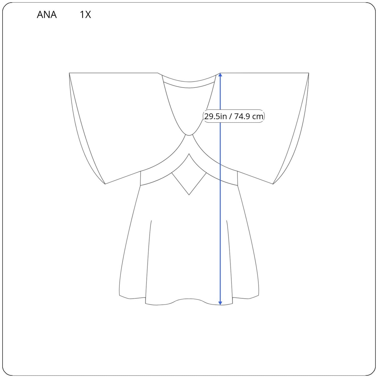 Ana Women Top 1X Plus Batwing Sleeve Blue Green Polyester Comfort Waist Crochet