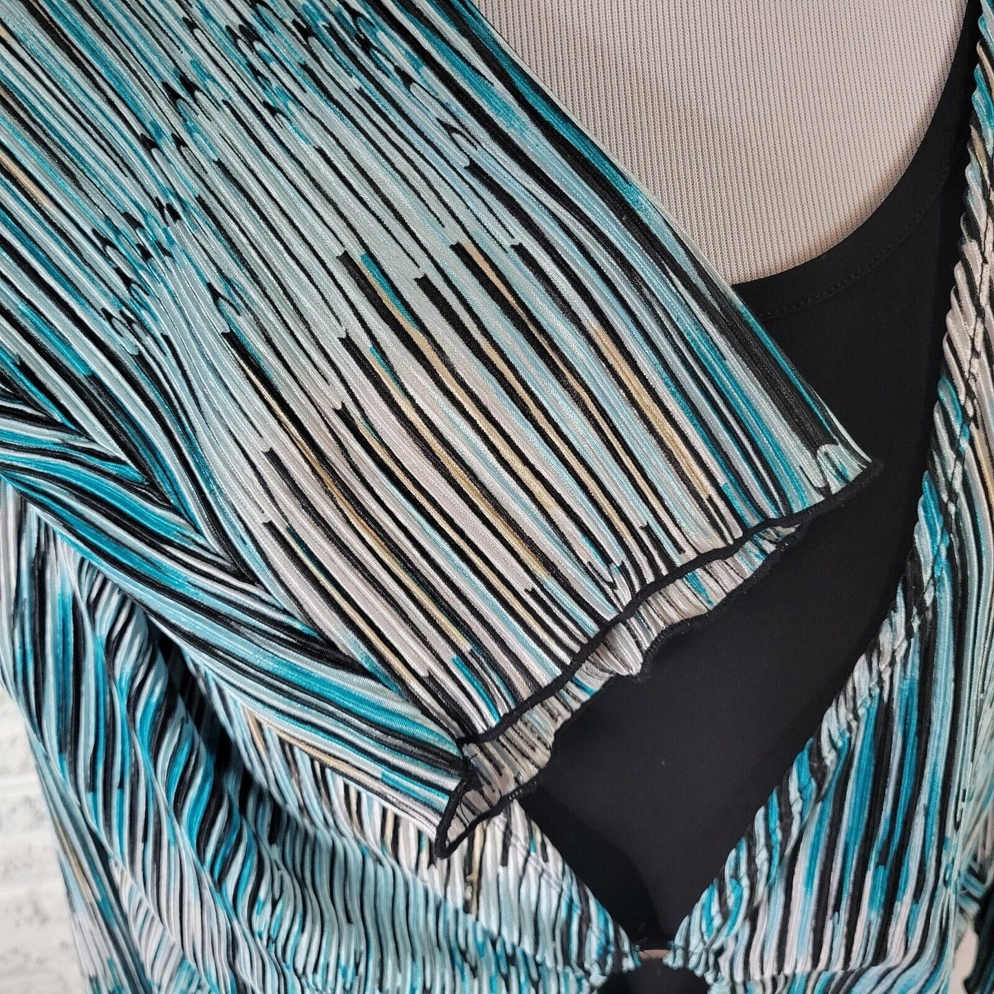 Allison Daley II Womens Top 2X 3/4 Sleeve Blue Black Stripe Crinkle Lightweight