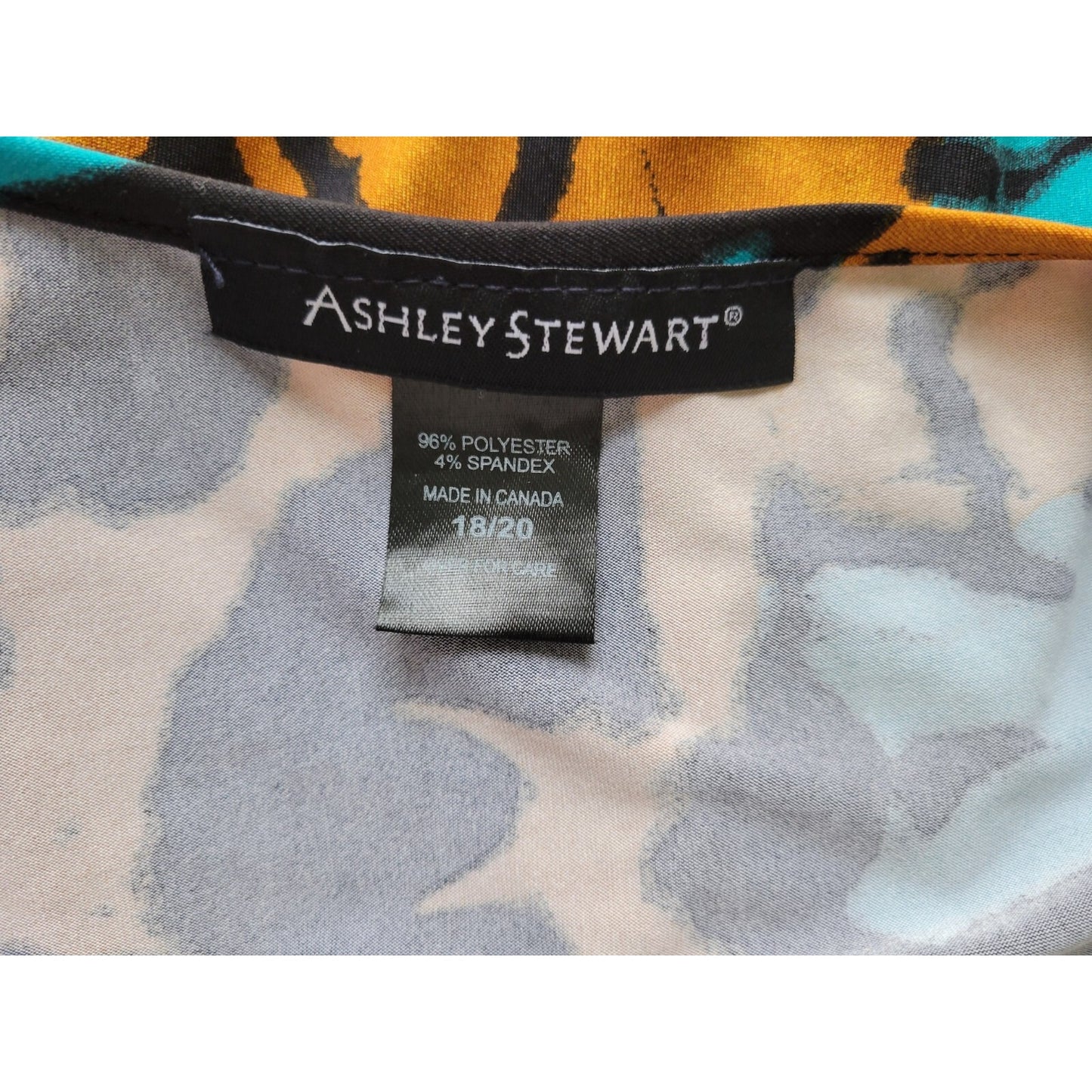 Ashley Stewart Womens Top 18 20 Plus Crop Long Sleeve Blue Animal Print Ruched