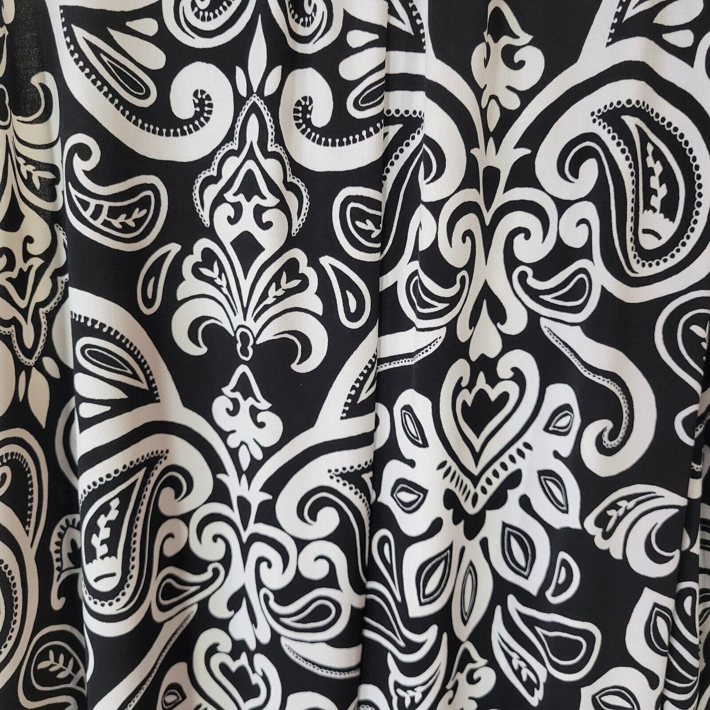 Apt 9 Womens Dress 1X Plus Tank Mini Black White Paisley Poly Blend Beaded Comfy