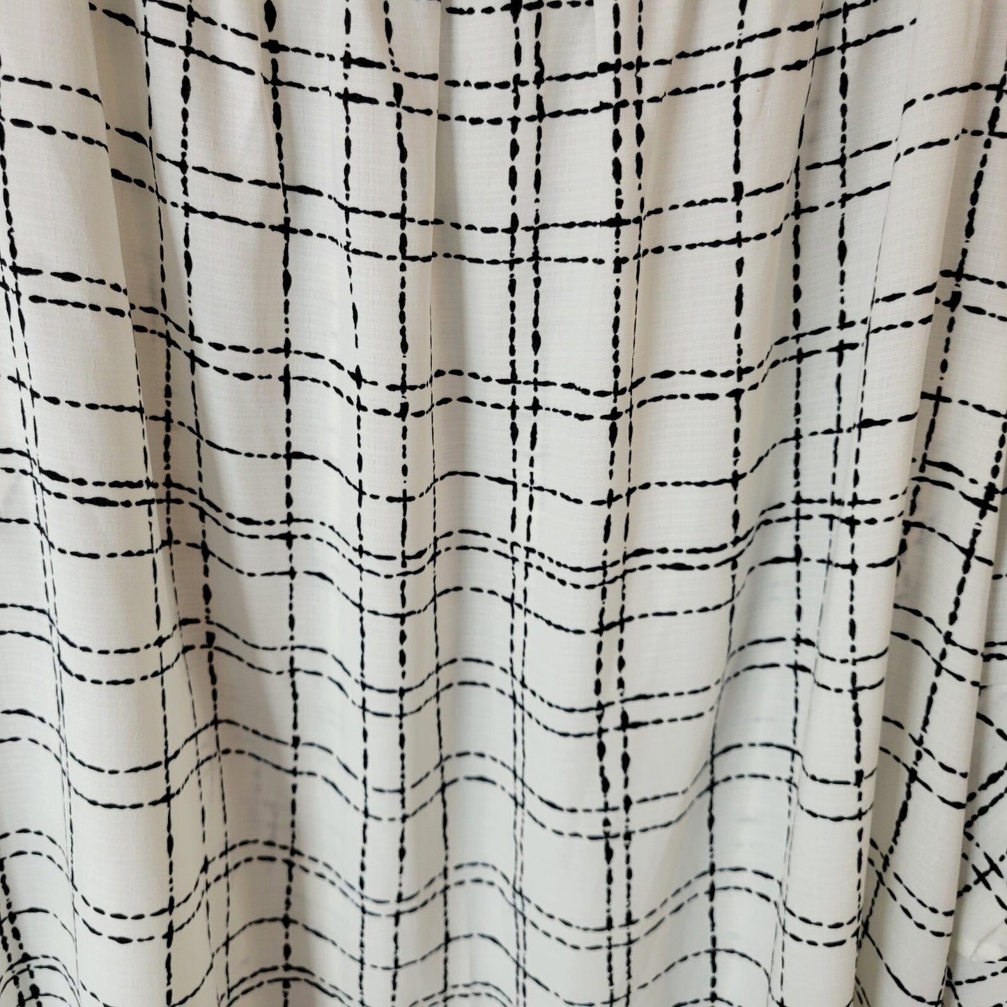 Alyx Womens Top 2X 3/4 Bell Sleeve Black White Squares Polyester On Off Shoulder