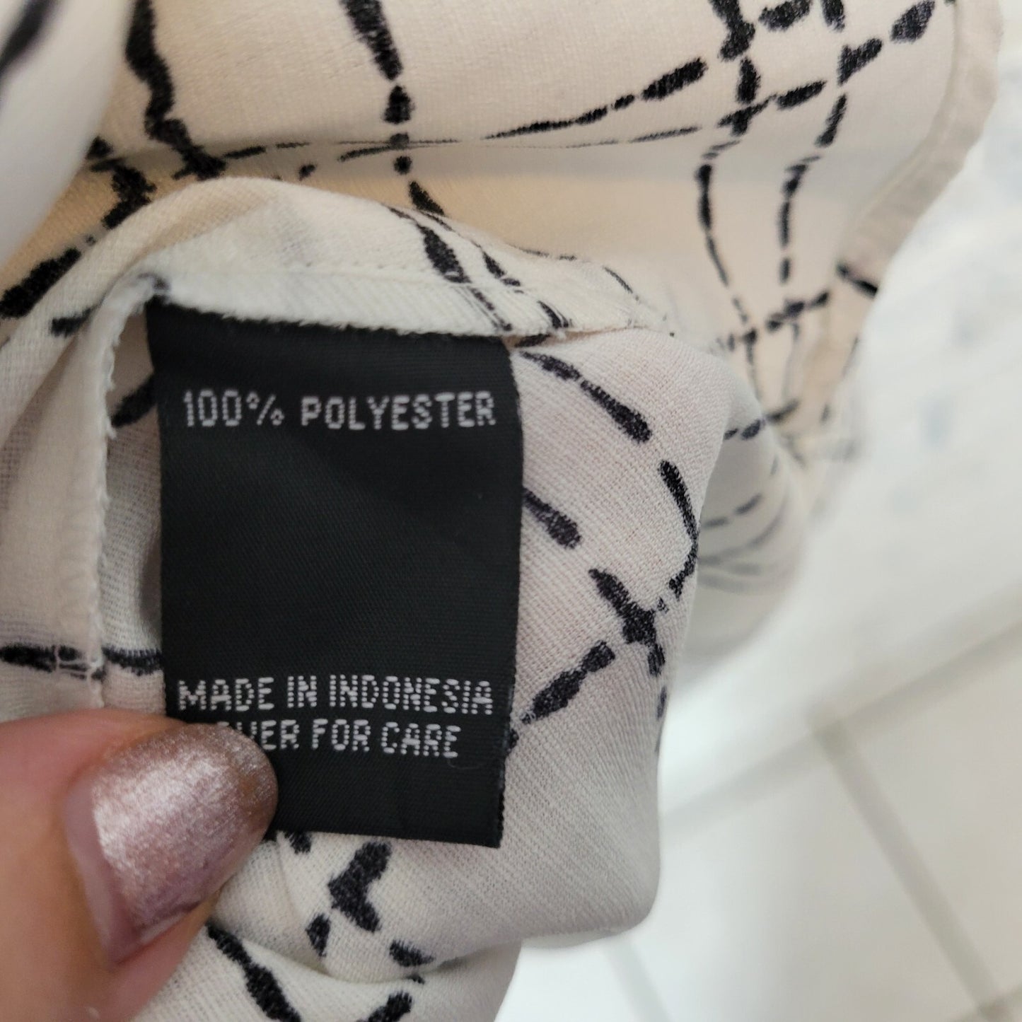 Alyx Womens Top 2X 3/4 Bell Sleeve Black White Squares Polyester On Off Shoulder