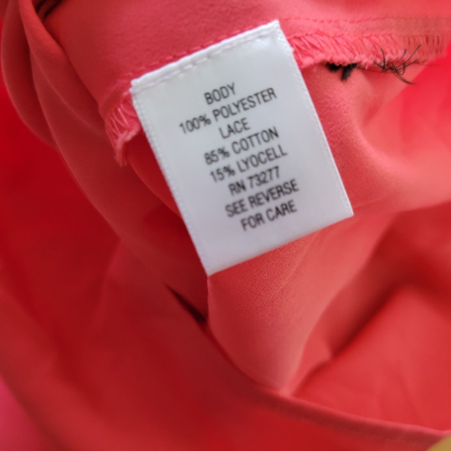 Dana Buchman XL Top Pink Crochet Lace Keyhole 3/4 Sleeve Blouse A10XE