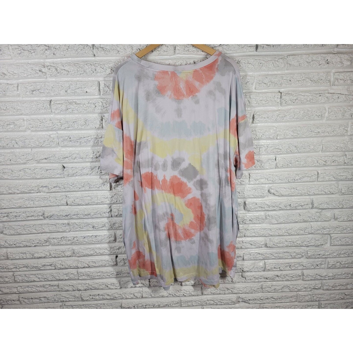 Secret Treasures Womens Pajama Top 2X 3X Plus Gown Pink Tie Dye Be a Nice Human