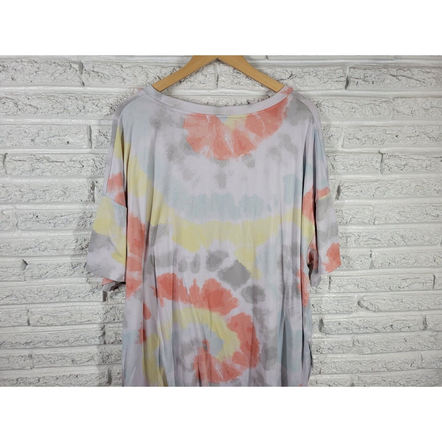 Secret Treasures Womens Pajama Top 2X 3X Plus Gown Pink Tie Dye Be a Nice Human