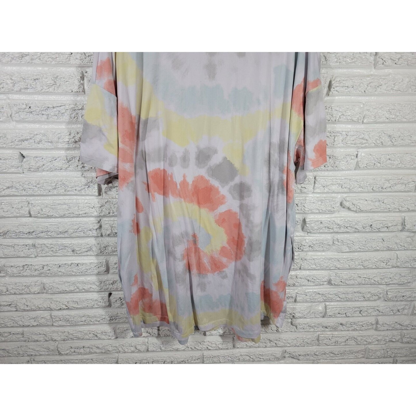 Secret Treasures Womens Pajama Top 2X 3X Plus Gown Pink Tie Dye Be a Nice Human