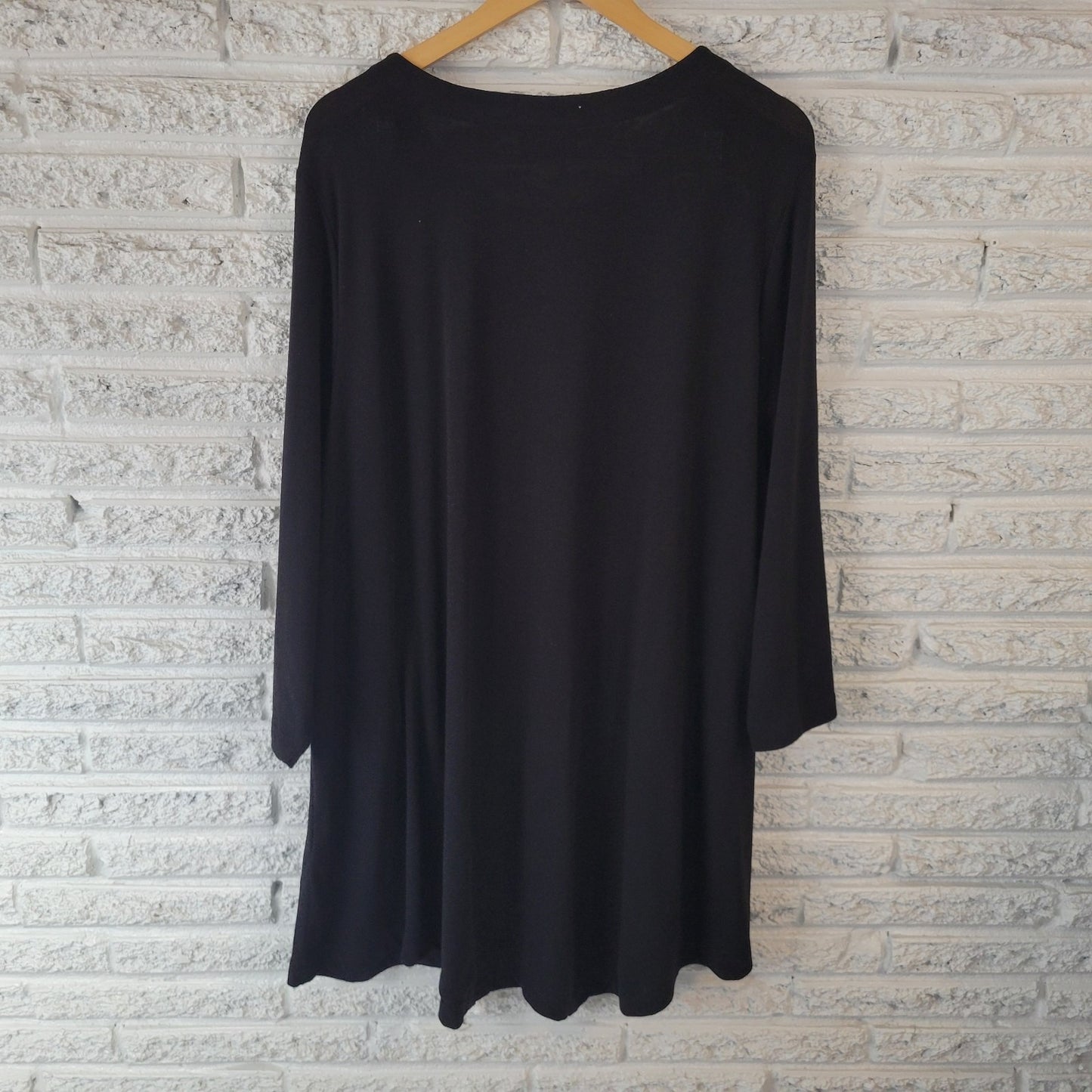 Avenue Womens Dress 26 28 Plus Mini 3/4 Sleeve Knit Black Casual Poly Blend