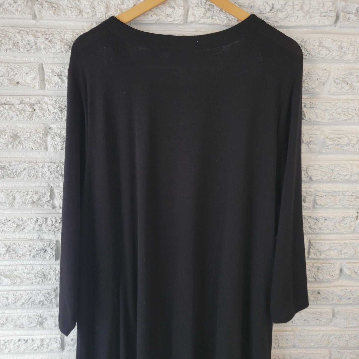 Avenue Womens Dress 26 28 Plus Mini 3/4 Sleeve Knit Black Casual Poly Blend