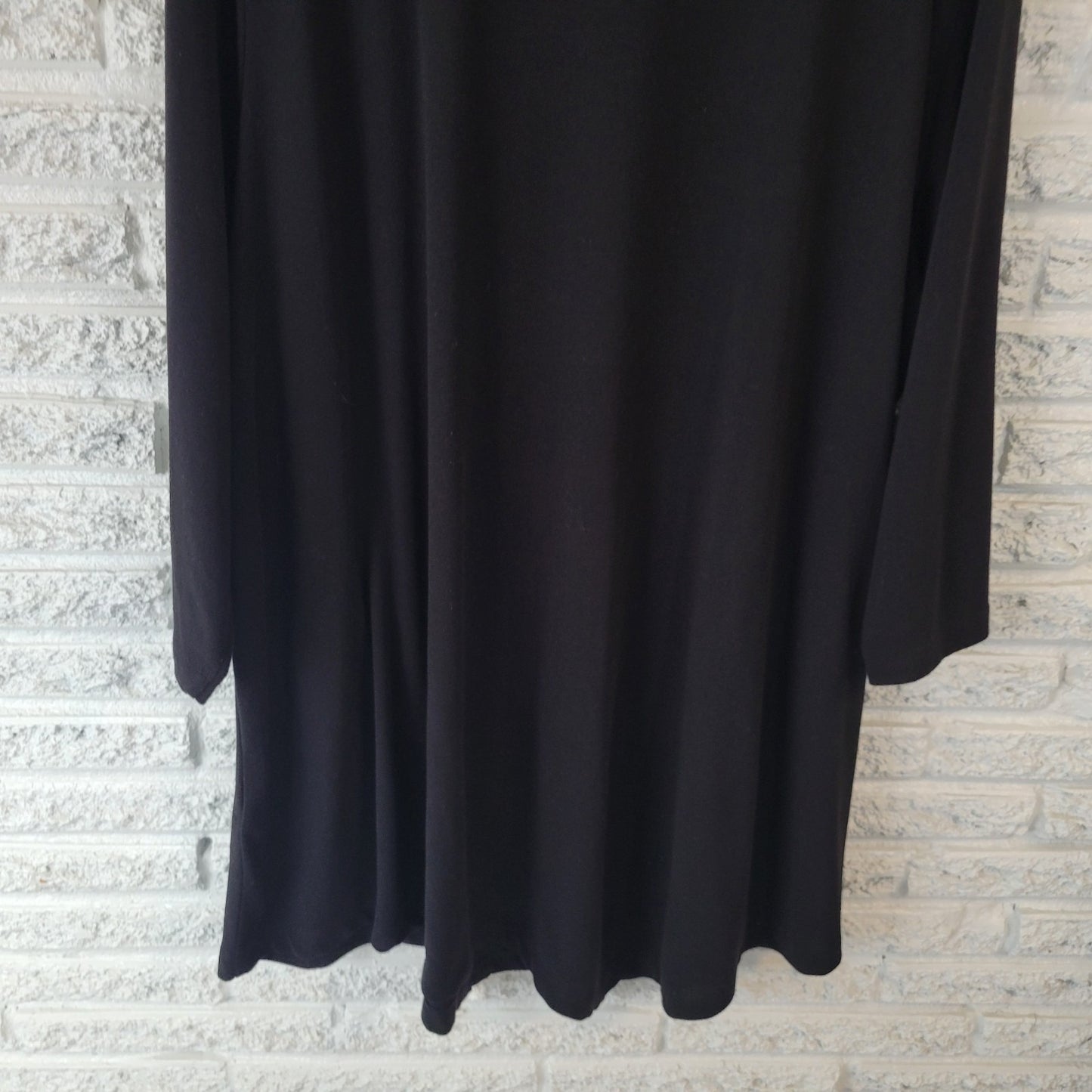 Avenue Womens Dress 26 28 Plus Mini 3/4 Sleeve Knit Black Casual Poly Blend