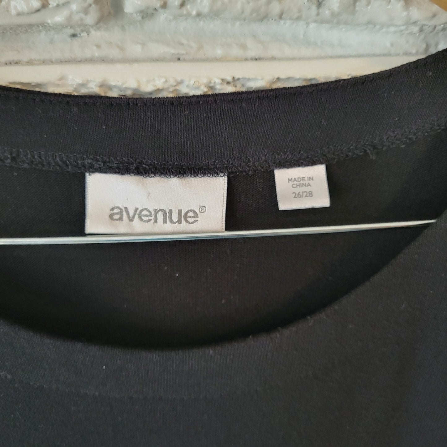 Avenue Womens Dress 26 28 Plus Mini 3/4 Sleeve Knit Black Casual Poly Blend