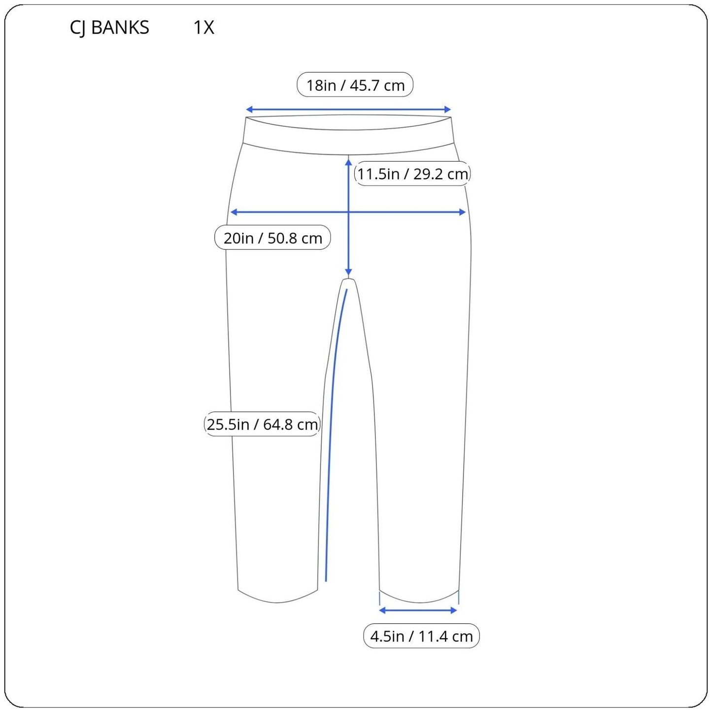 CJ Banks Womens Pants 1X Capri Pull On Blue Comfy Signature Slimming Tapered