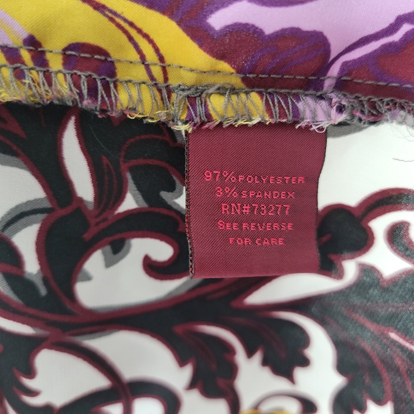 212 Collection Womens Top XL Tank Purple Gold Floral Poly Blend Pleated Neck