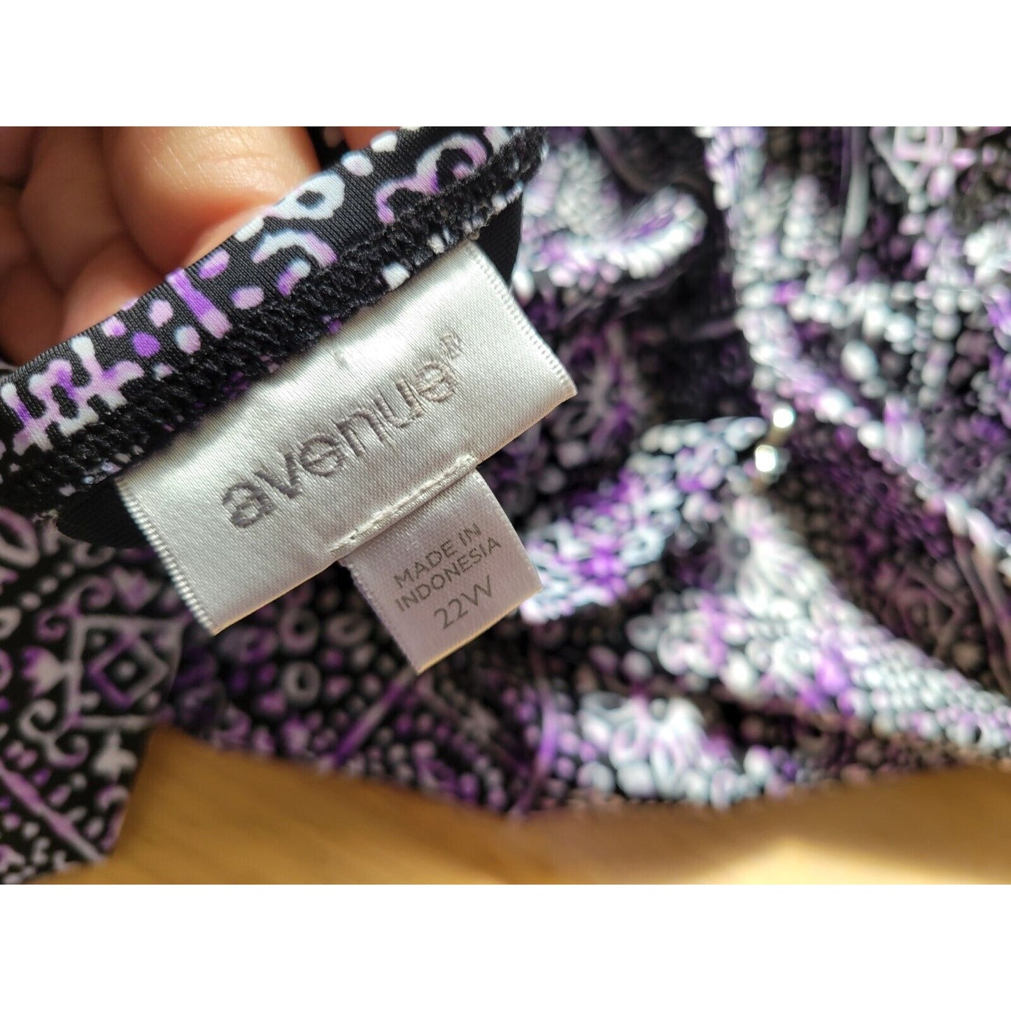 Avenue Womens Swim Top 22W Adjustable Wide Strap Sleeveless Bra Black Geometric