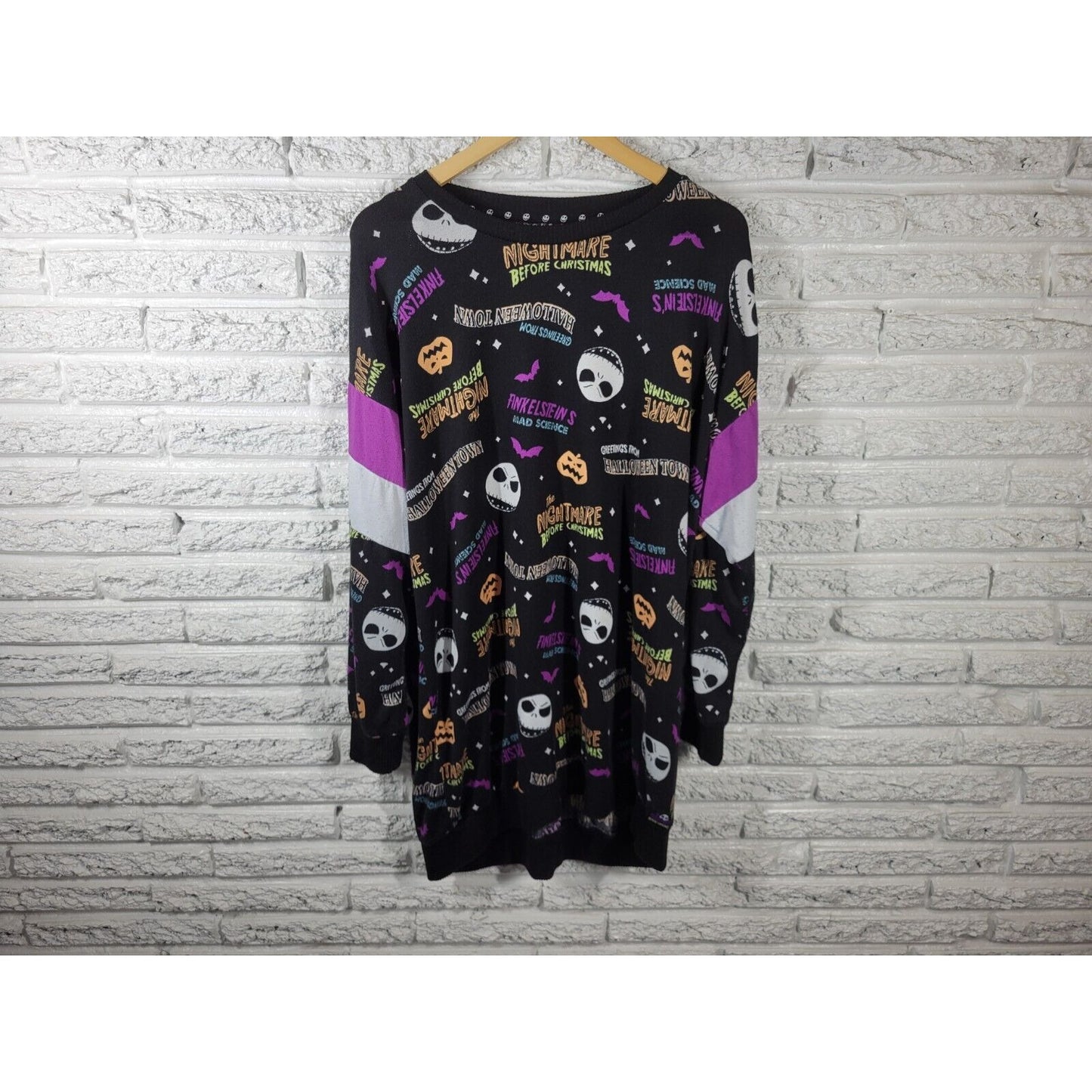 Disney Nightmare Before Christmas Pajama Top XL 16 18 Loungewear Gown Black Knit