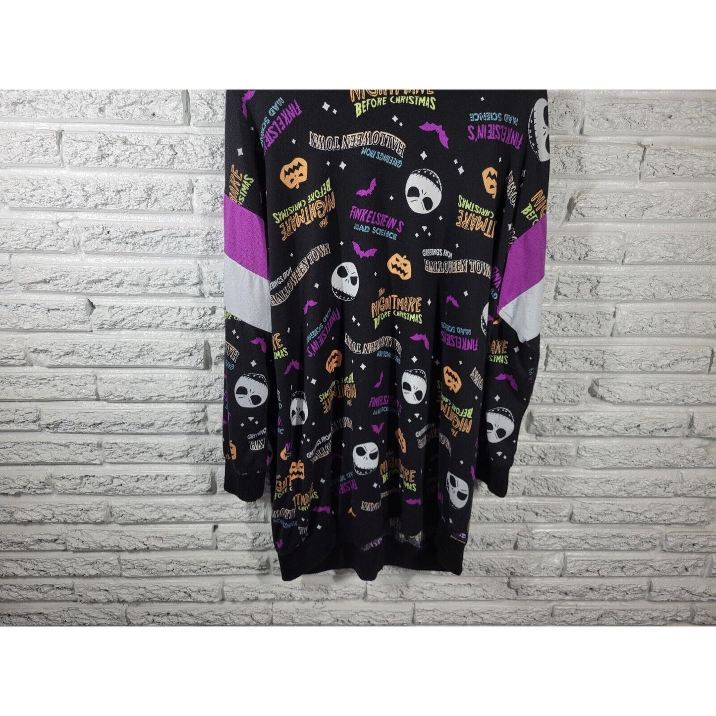 Disney Nightmare Before Christmas Pajama Top XL 16 18 Loungewear Gown Black Knit