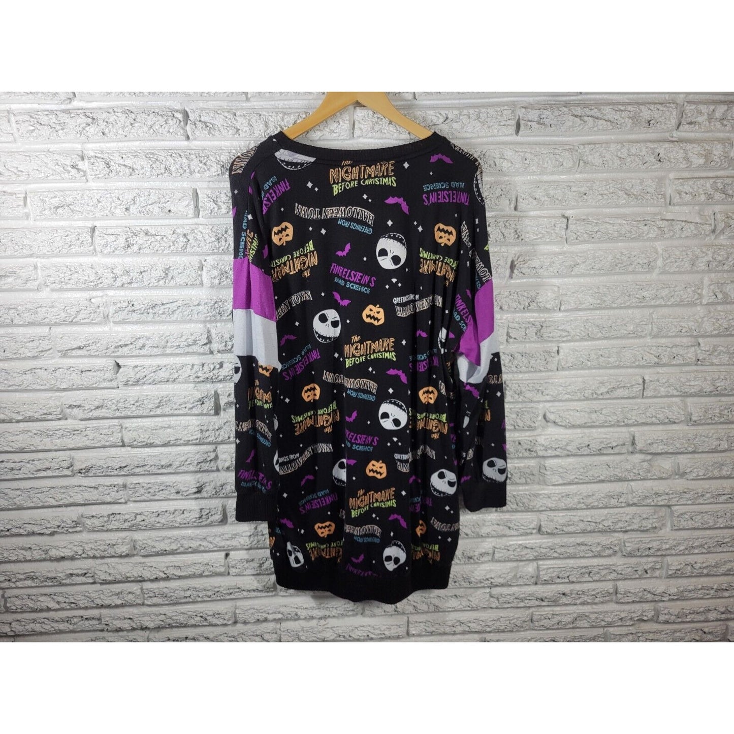 Disney Nightmare Before Christmas Pajama Top XL 16 18 Loungewear Gown Black Knit