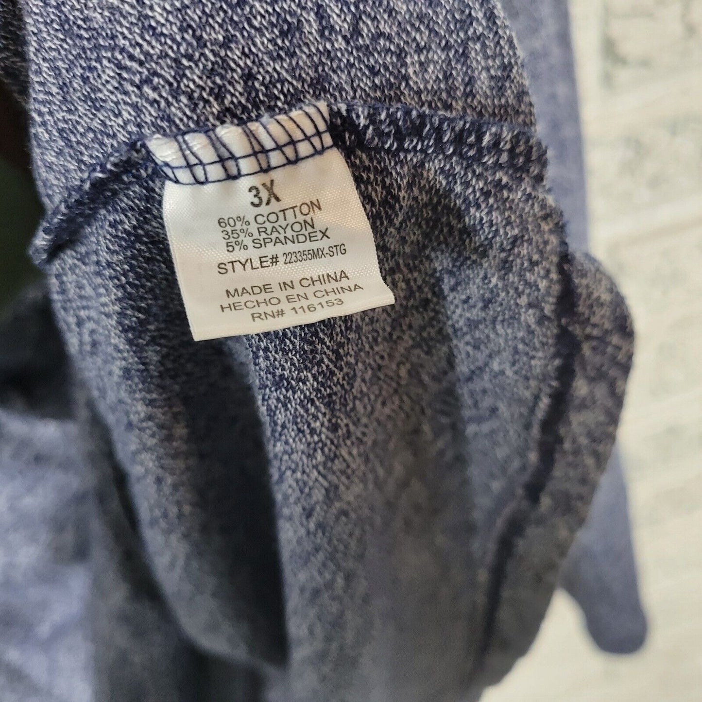 Thyme Honey Women Top 3X Plus Knit Blue Heather Lightweight Keyhole Soft Comfy