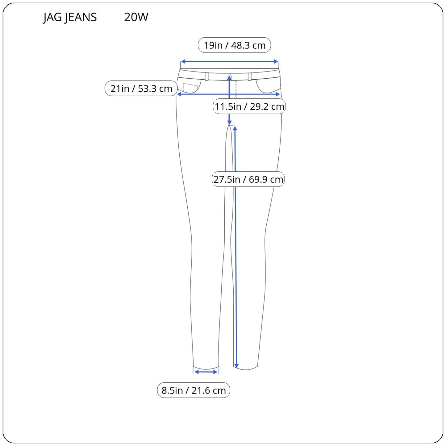 Jag Women Jeans 20W Straight Leg Slight Distressed Cropped Medium Blue Denim Zip