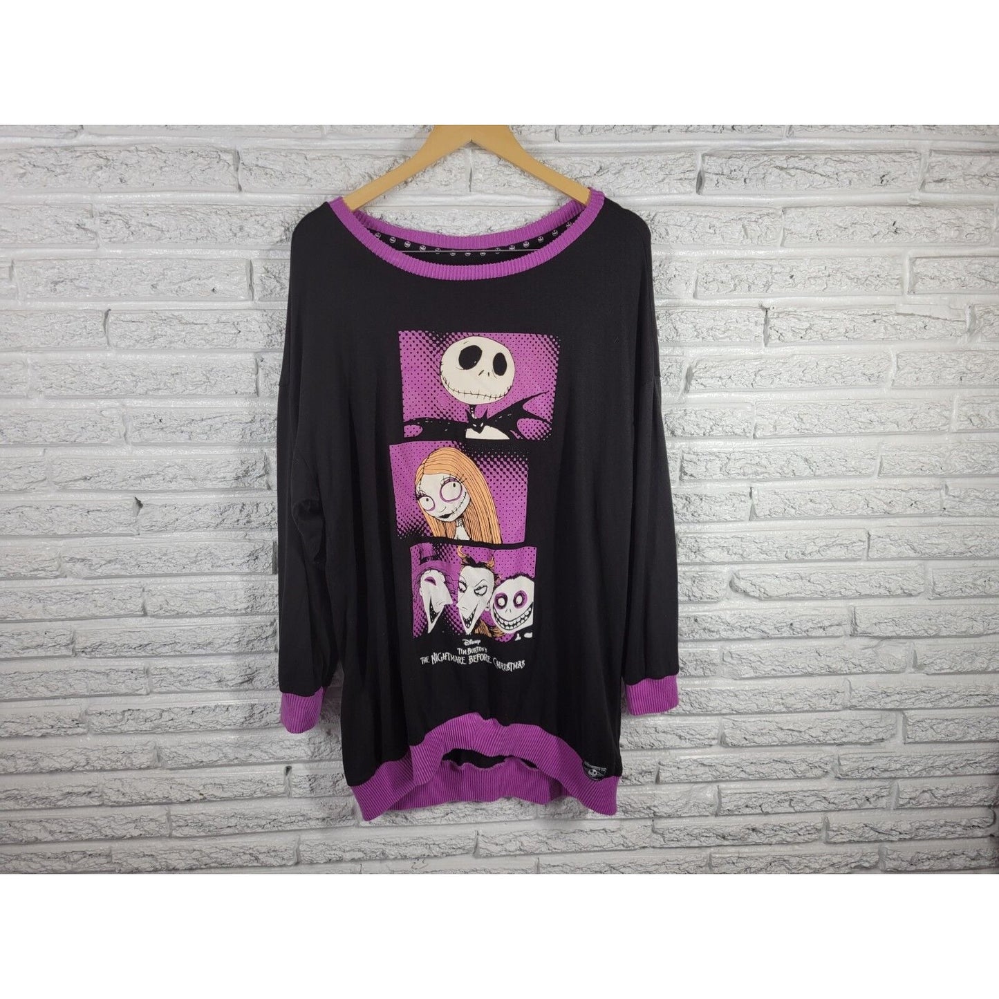 Christmas Disney Nightmare Before Womens Top XL Pajama Loungewear Black