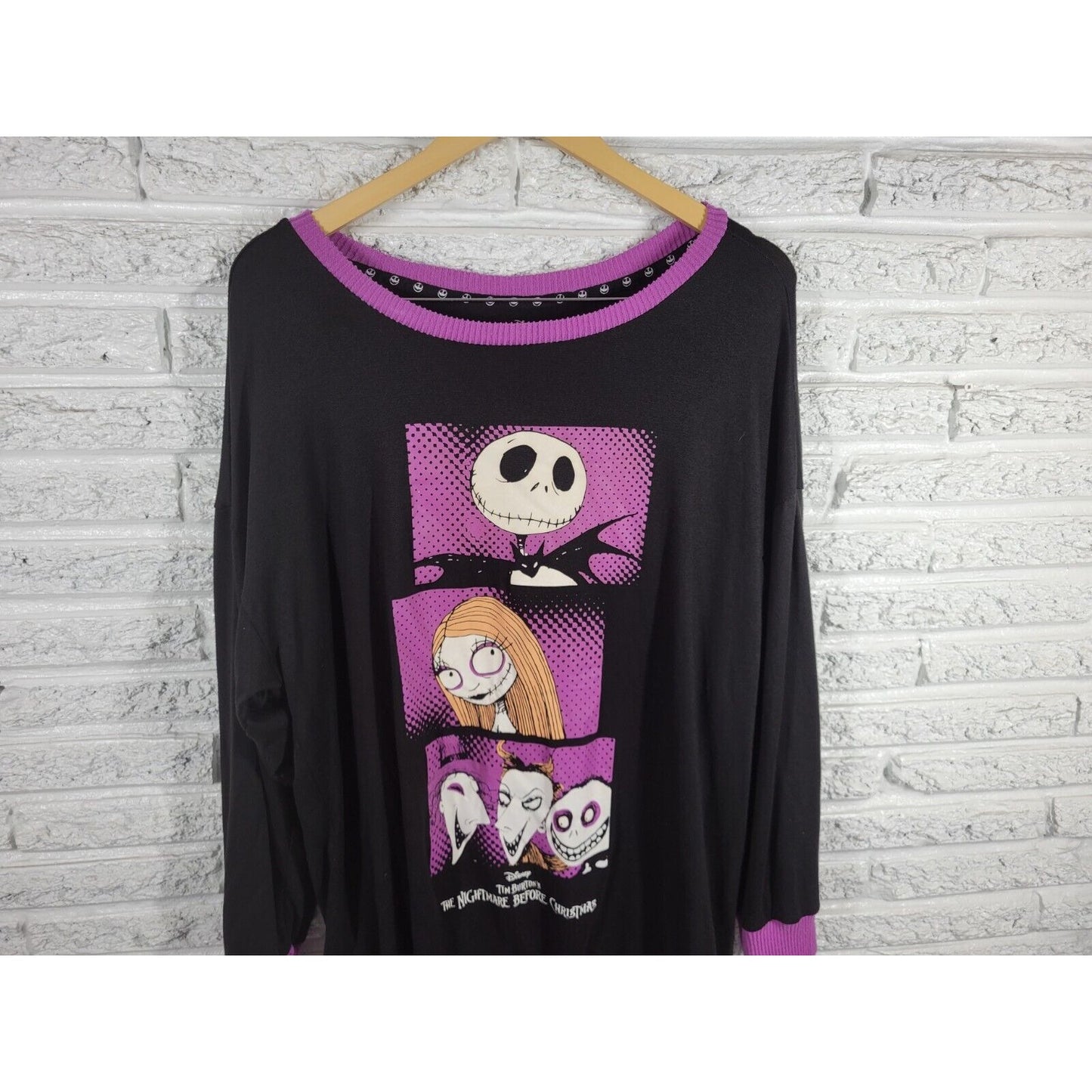 Christmas Disney Nightmare Before Womens Top XL Pajama Loungewear Black