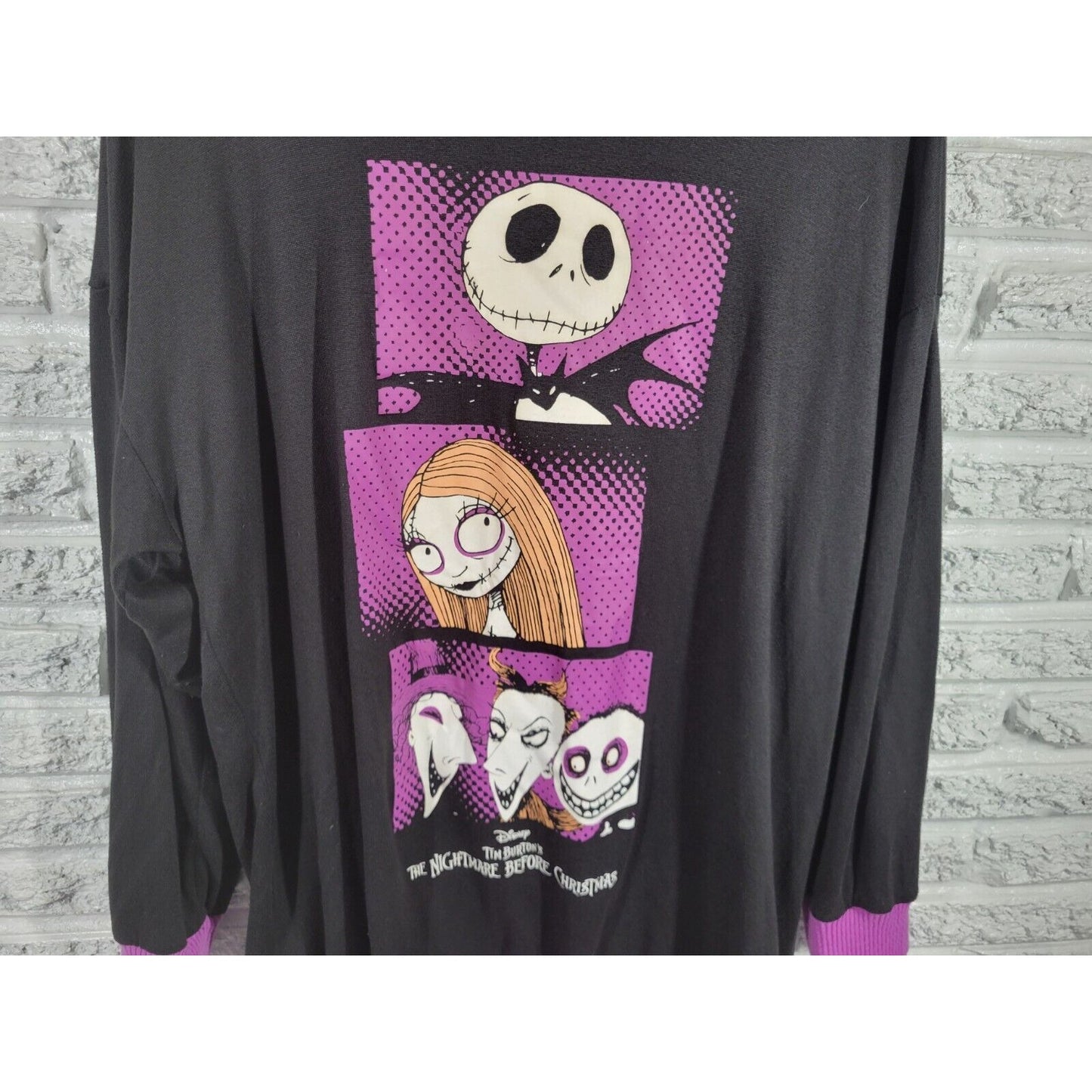 Christmas Disney Nightmare Before Womens Top XL Pajama Loungewear Black