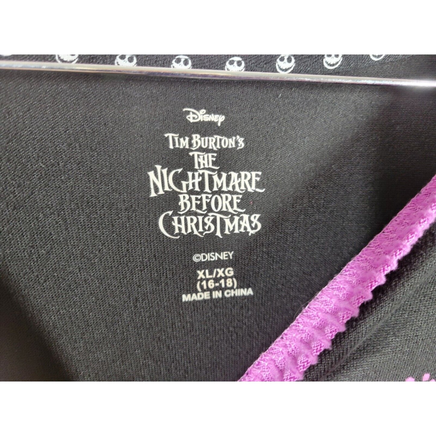 Christmas Disney Nightmare Before Womens Top XL Pajama Loungewear Black