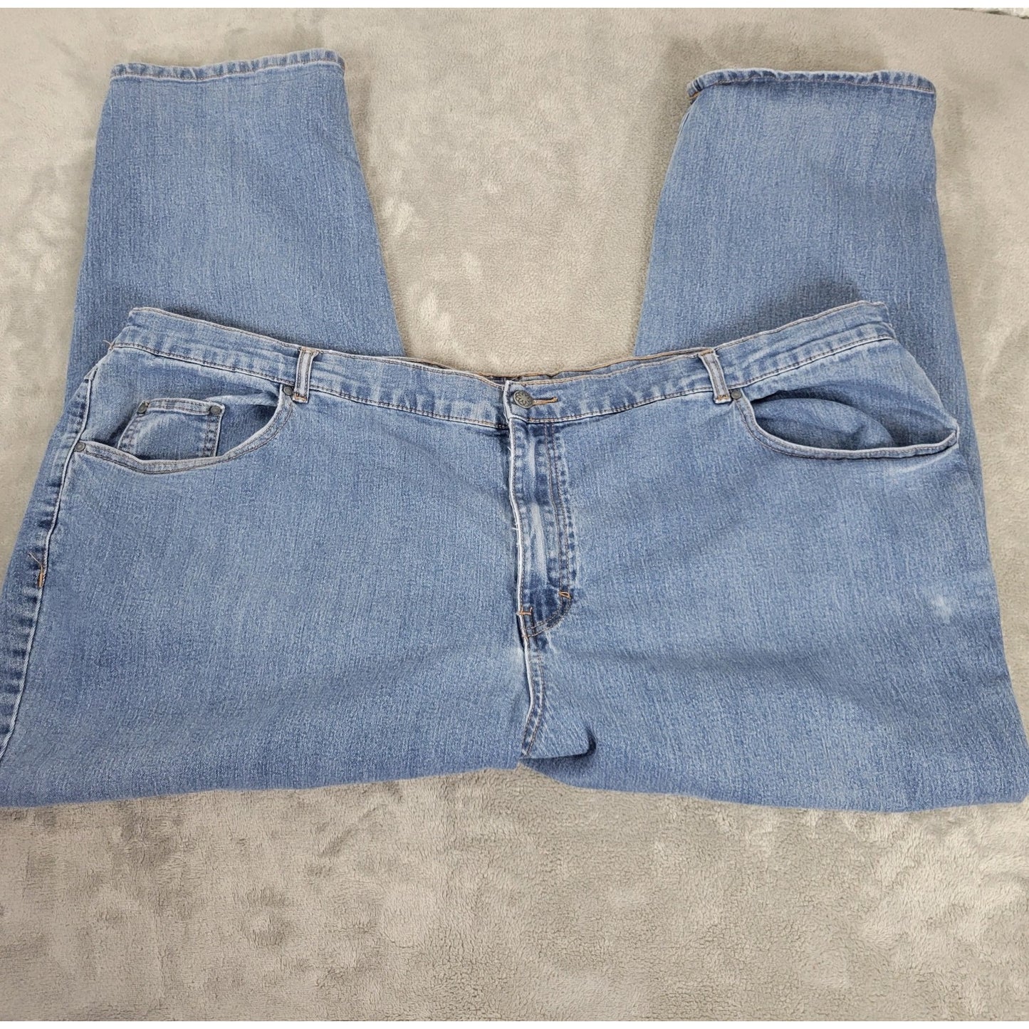 Catherines Right Fit Womens Jeans 30W Plus Straight Leg Medium Blue Curvy Comfy