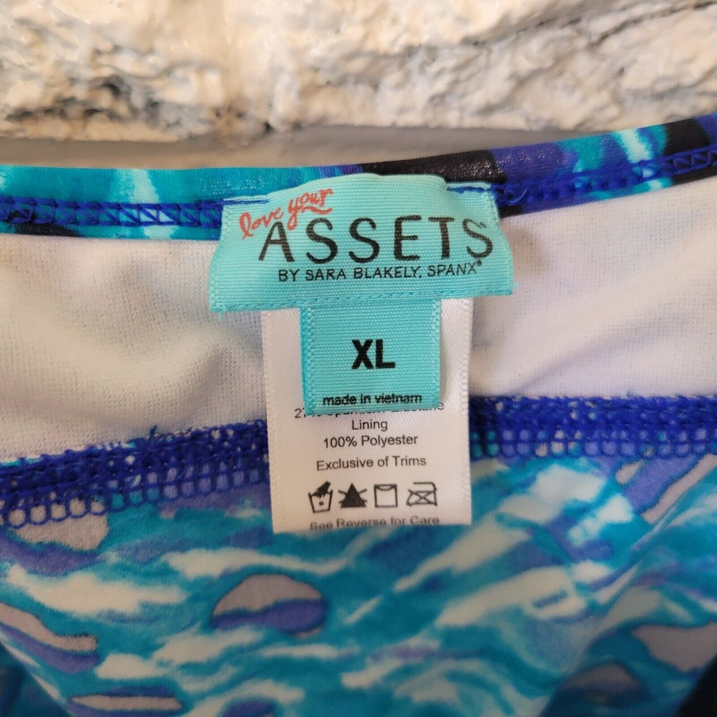 Assets Sara Blakely Spanx Womens Swim Top XL Blue Adjustable Spaghetti Lined Bra