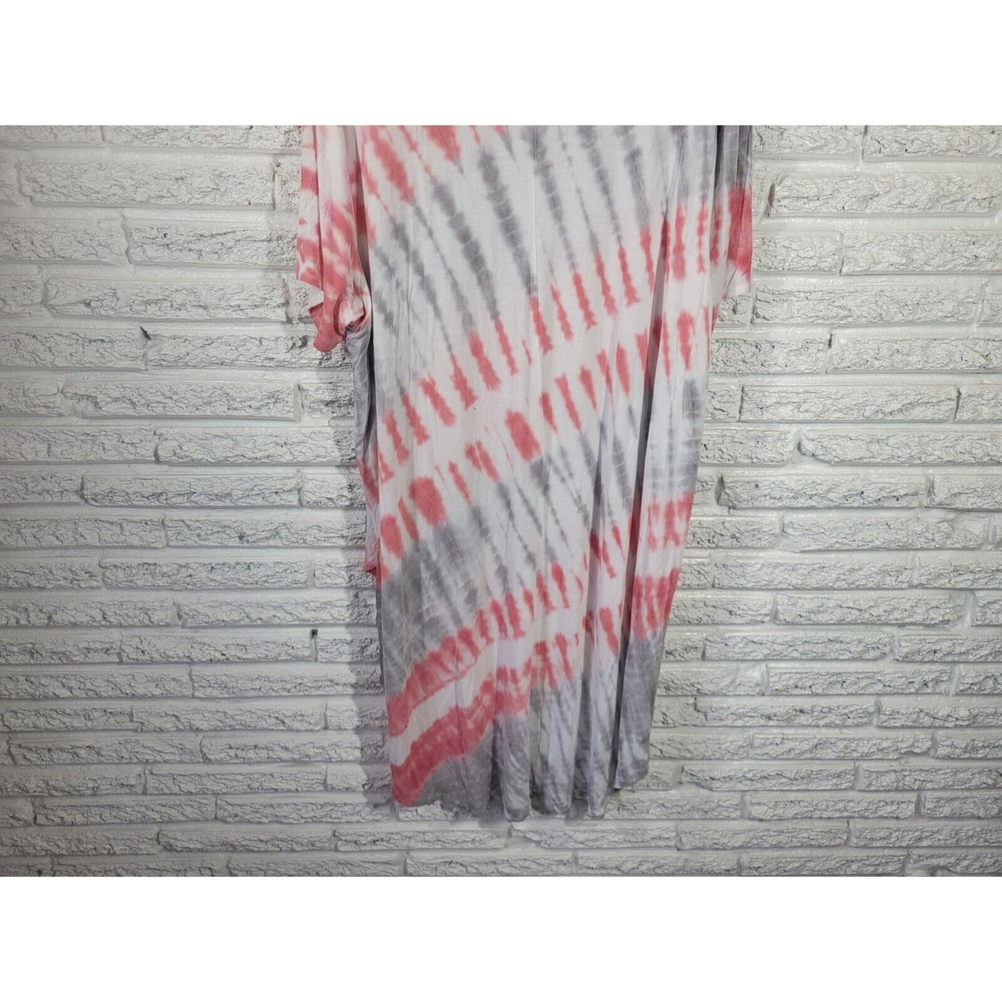 Ava Viv Womens Dress 3X Hi Lo Short Sleeve Pink Gray Tie Dye Rayon Blend Casual