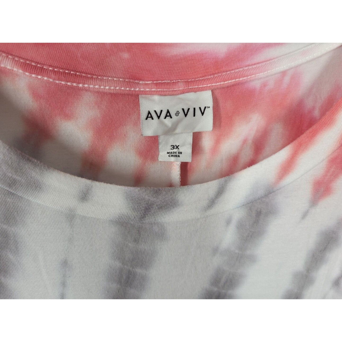 Ava Viv Womens Dress 3X Hi Lo Short Sleeve Pink Gray Tie Dye Rayon Blend Casual