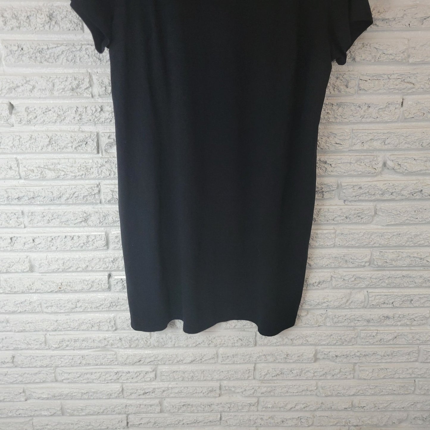 Ava Viv Womens Dress 1X Plus Short Sleeve Black Cotton Pullover Casual Comfy