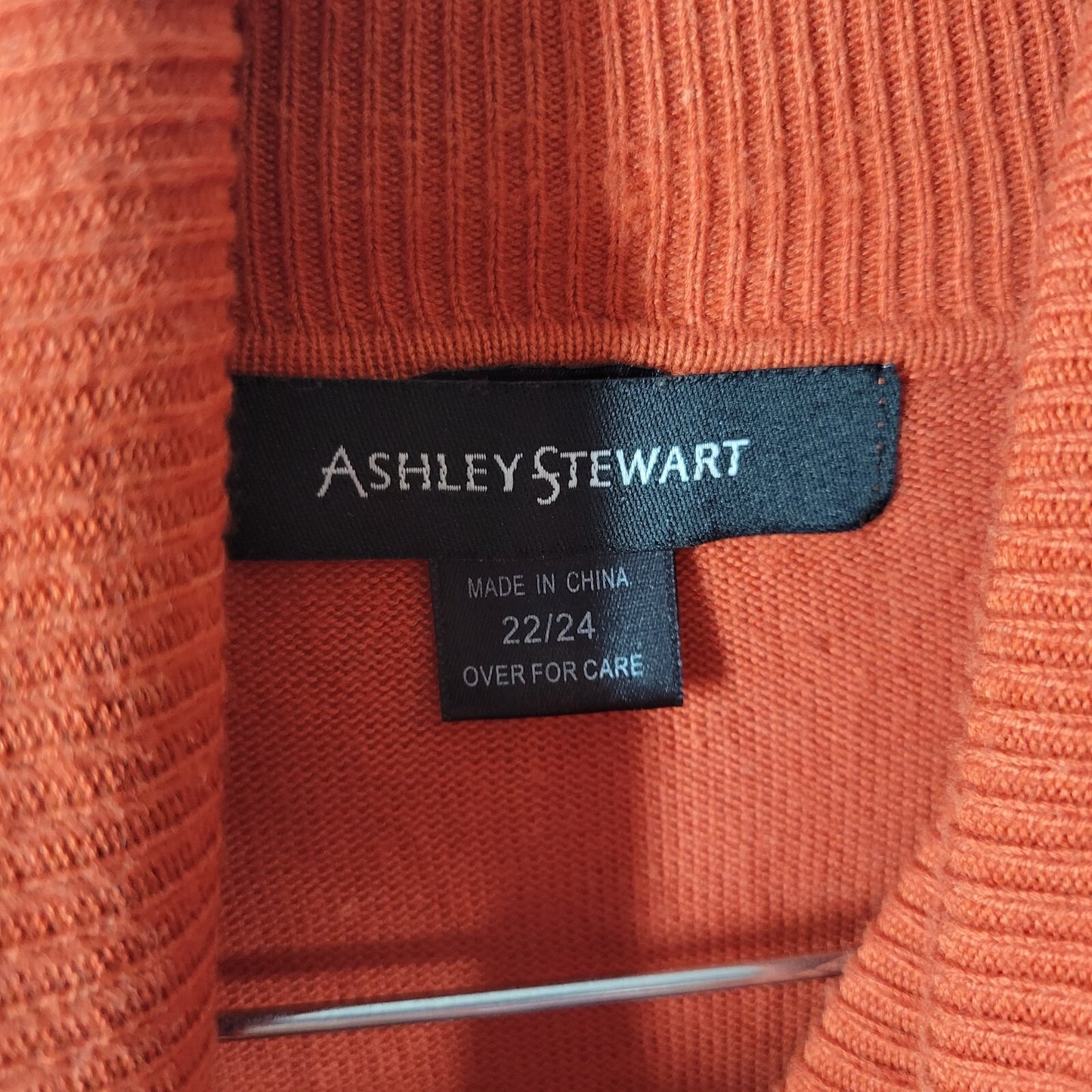 Ashley Stewart Women Dress 22 24 Plus Sweater Mini Orange Lightweight Turtleneck