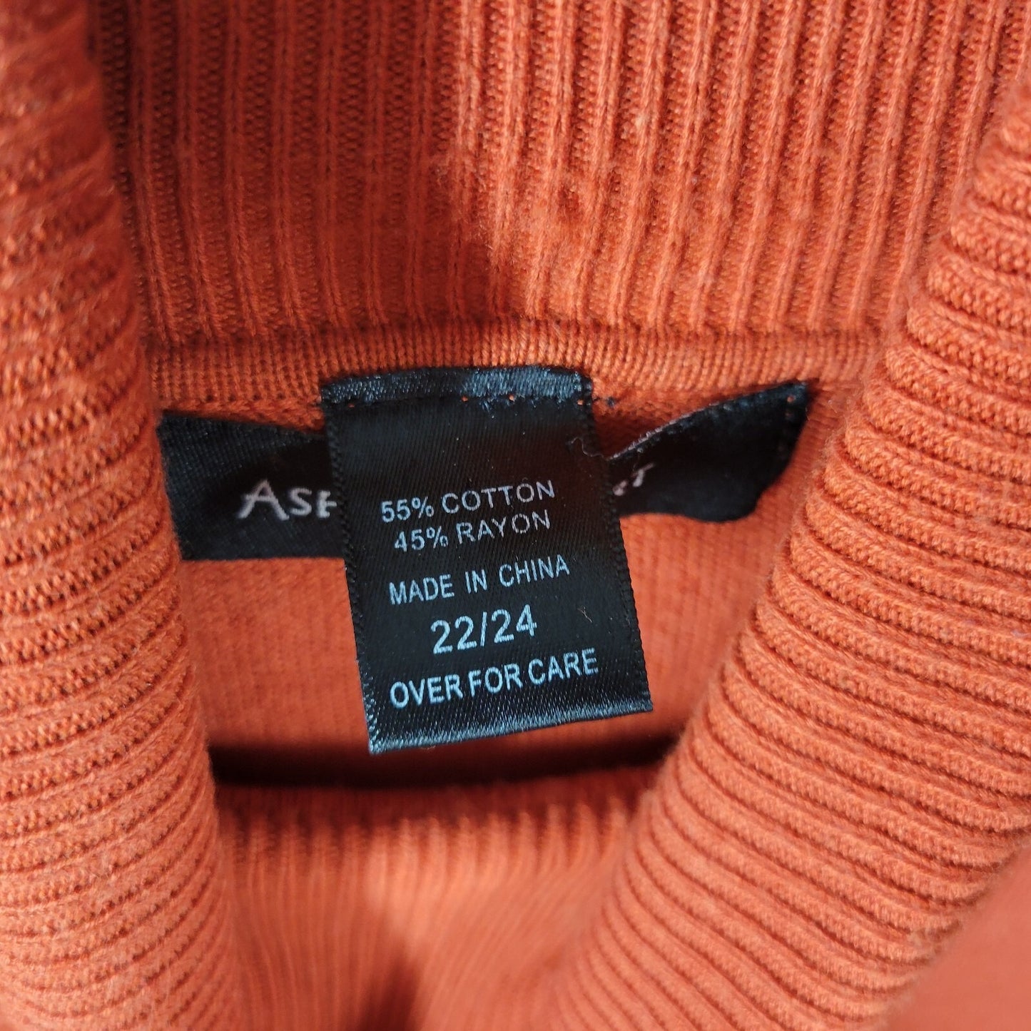 Ashley Stewart Women Dress 22 24 Plus Sweater Mini Orange Lightweight Turtleneck