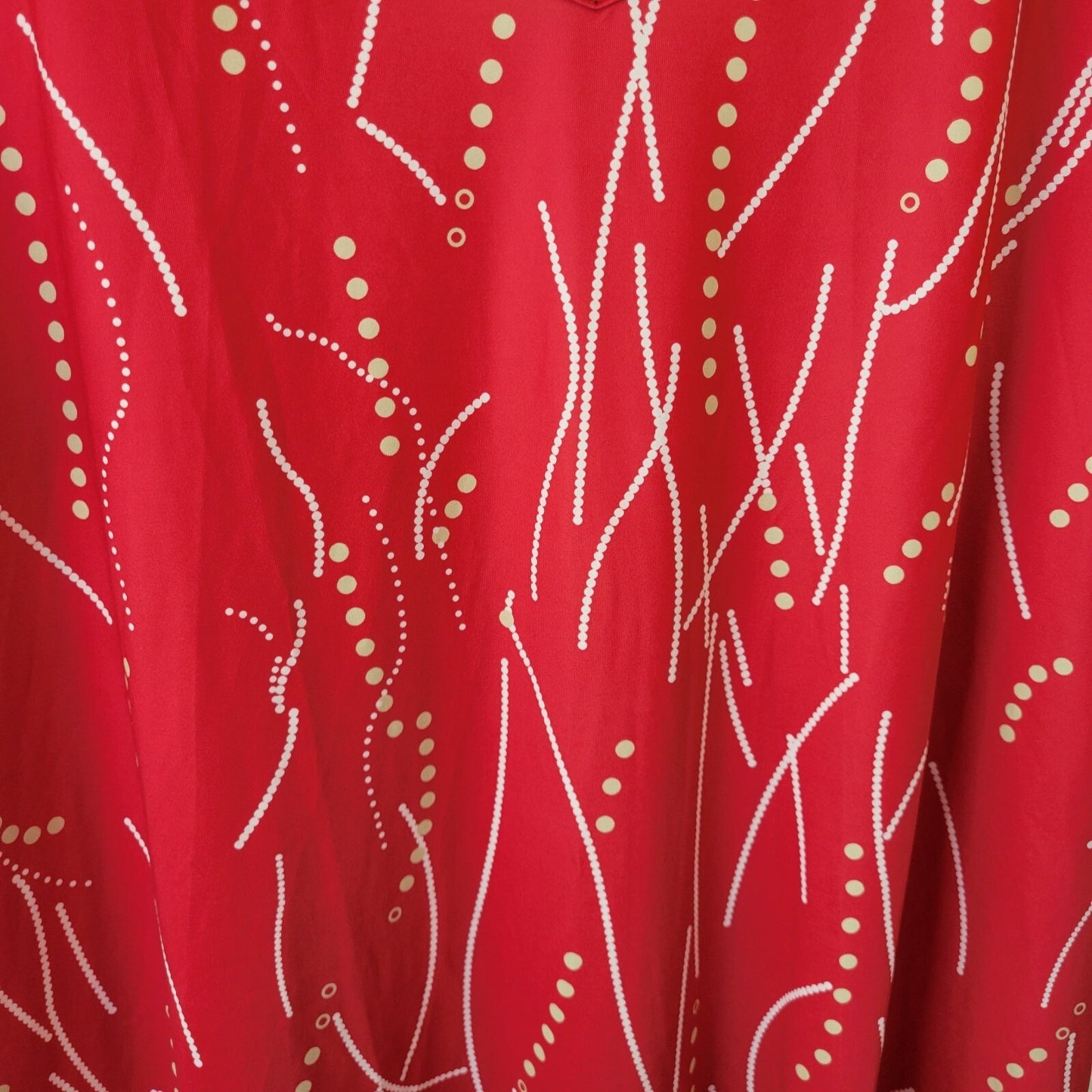 Womens Dress 4XL Plus Short Sleeve Knee Length Red Geometric Poly Blend Casual