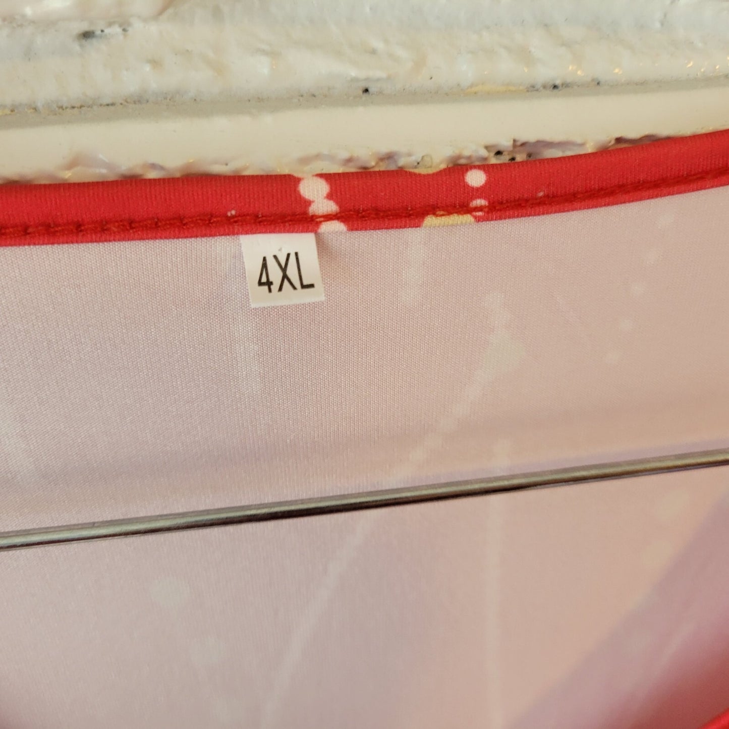 Womens Dress 4XL Plus Short Sleeve Knee Length Red Geometric Poly Blend Casual