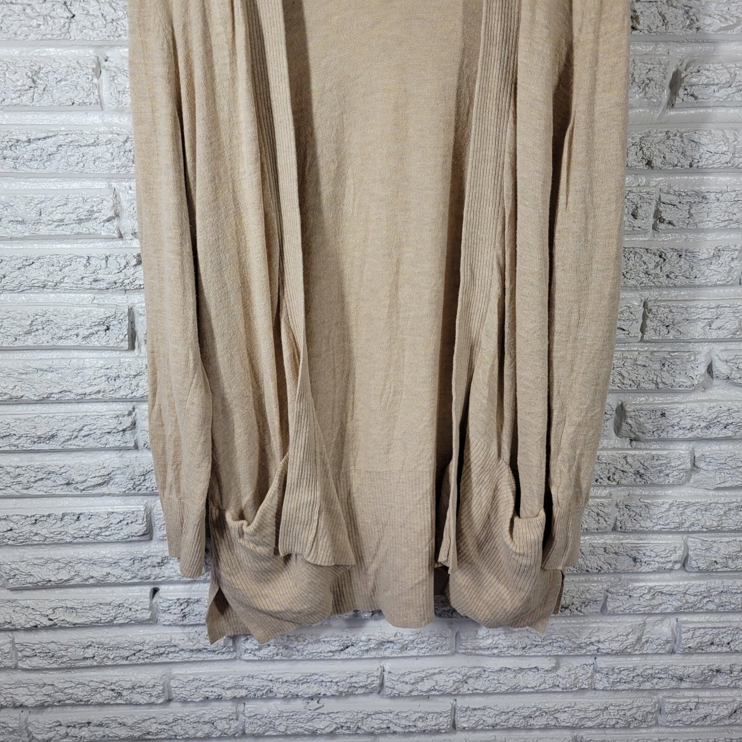 Croft Barrow Womens Sweater 1X Plus Open Knit Beige Lightweight Cotton Blend