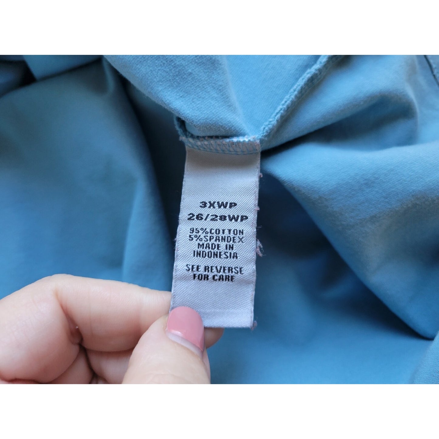 Catherines Womens Top 3XWP Plus Petite Tee 3/4 Sleeve Blue Cotton Blend Casual