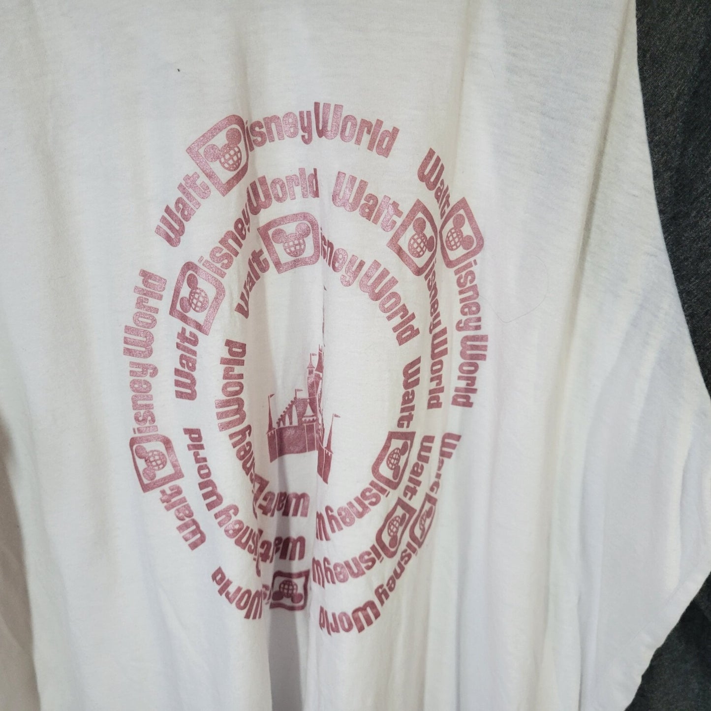 Walt Disney World Womens Top 2X Plus Tee Hoodie Raglan Sleeve Gray Faded Look