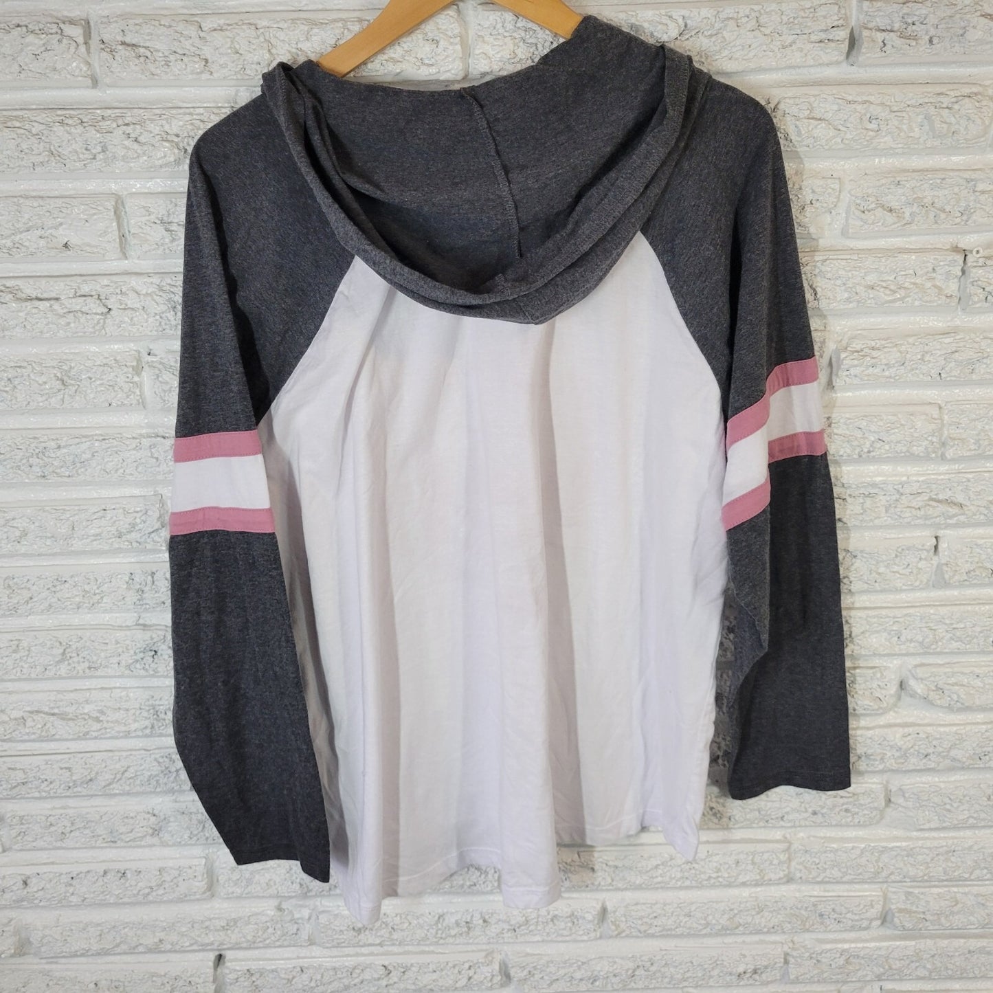 Walt Disney World Womens Top 2X Plus Tee Hoodie Raglan Sleeve Gray Faded Look