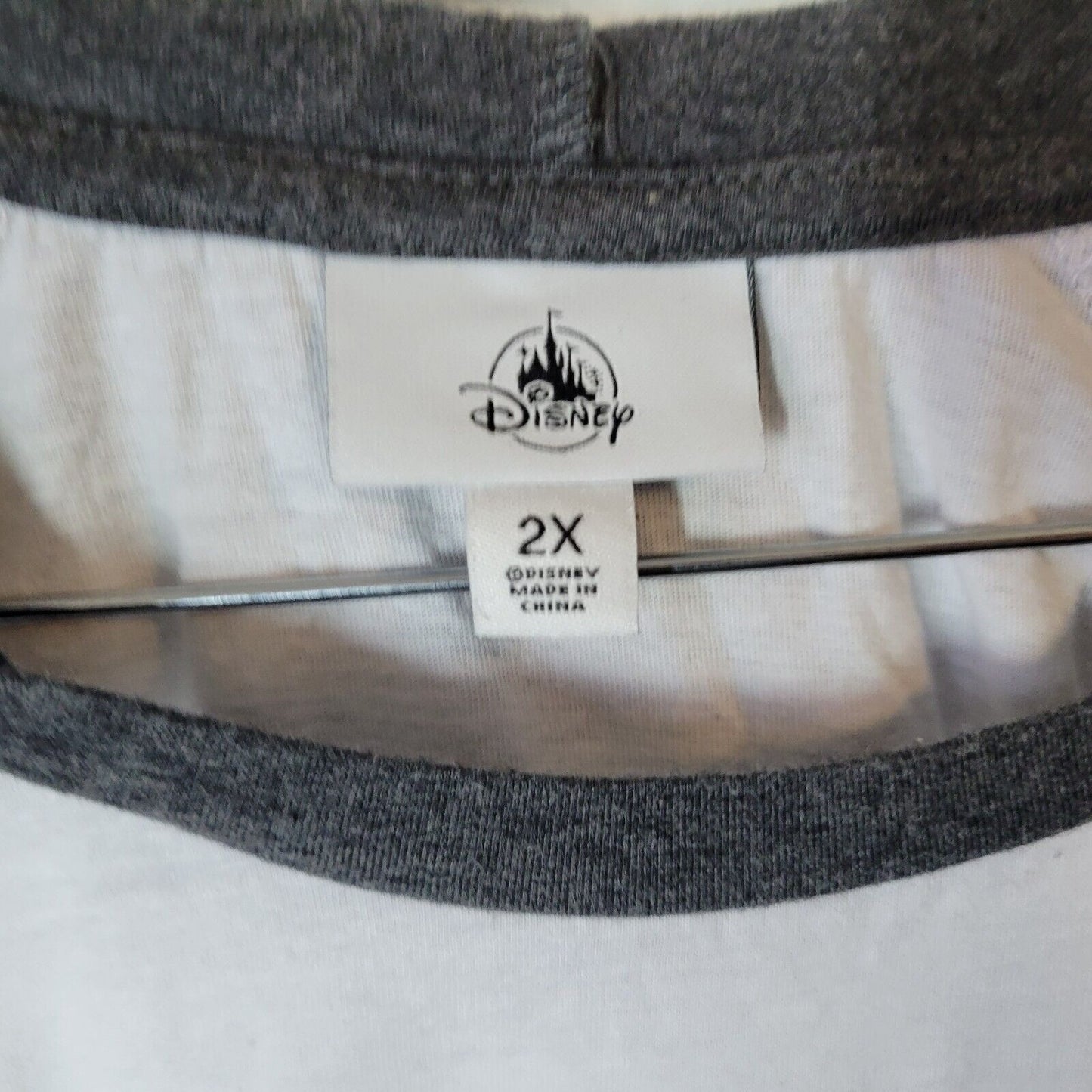 Walt Disney World Womens Top 2X Plus Tee Hoodie Raglan Sleeve Gray Faded Look