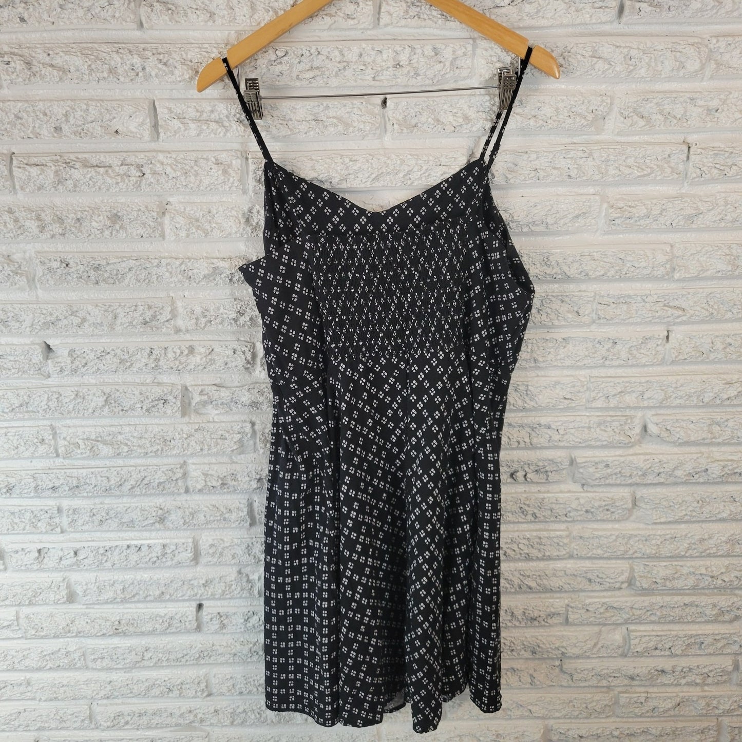 Old Navy Womens Dress XL Tall Slip Mini Black White Geometric Flirty Zip Casual