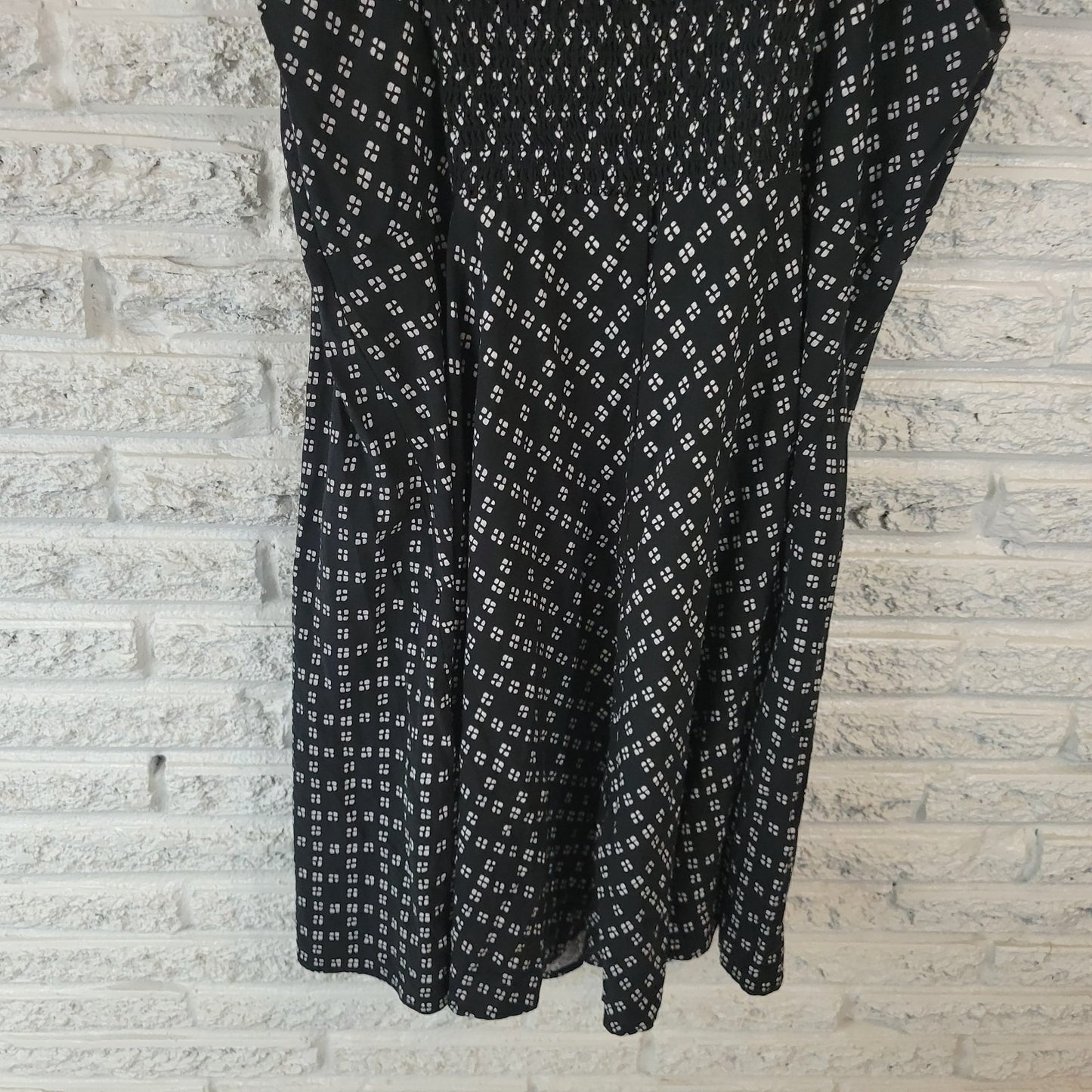Old Navy Womens Dress XL Tall Slip Mini Black White Geometric Flirty Zip Casual