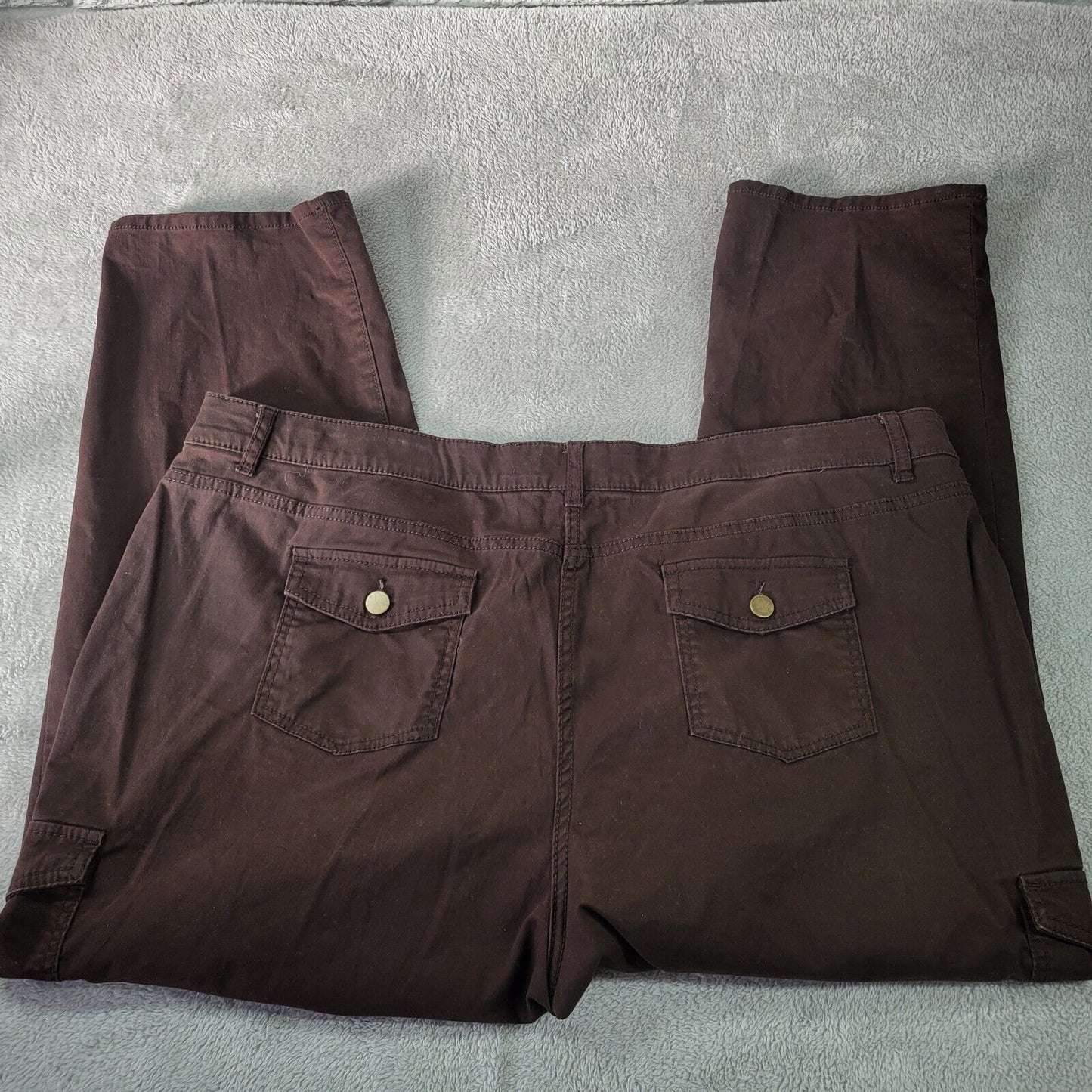 Charter Club Womens Pants 20W Plus Cargo Brown Zip Fly Cotton Blend Comfy Casual