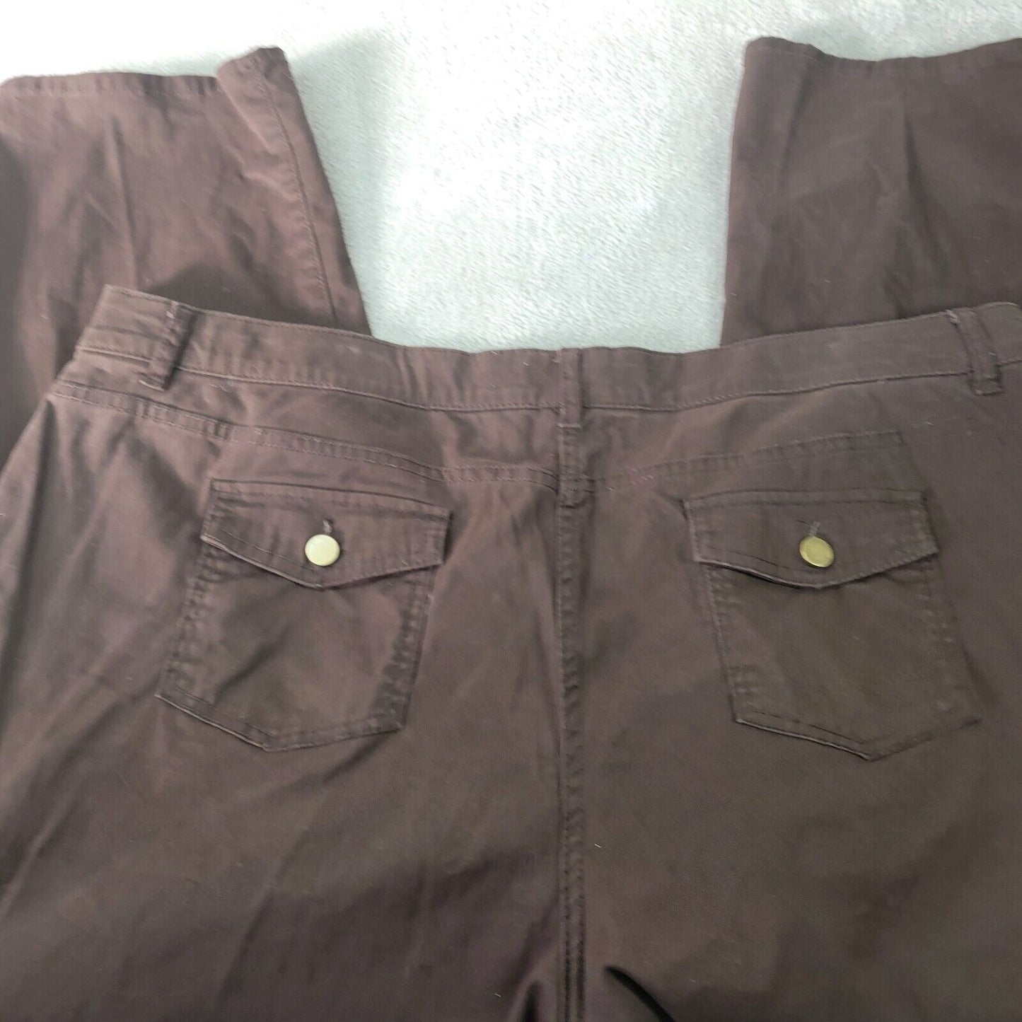 Charter Club Womens Pants 20W Plus Cargo Brown Zip Fly Cotton Blend Comfy Casual