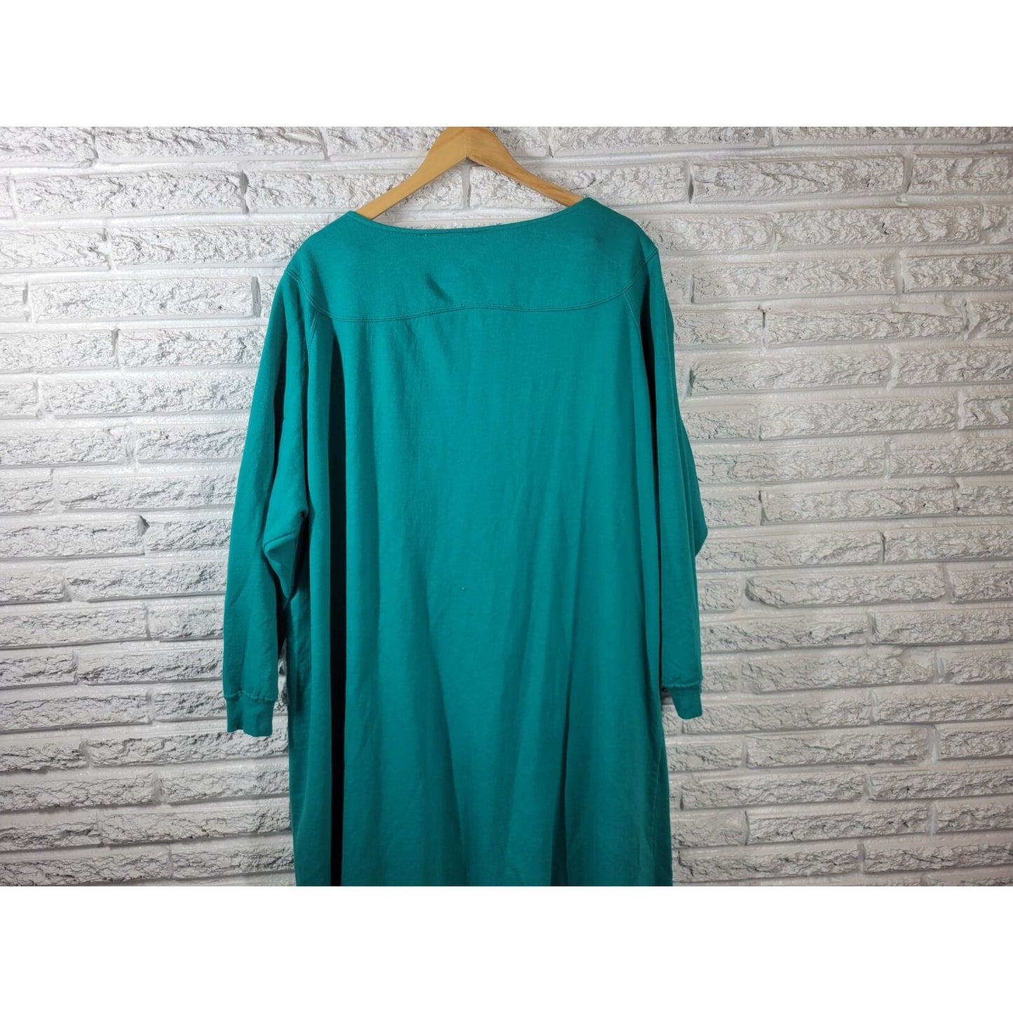 Comfort Choice Women Robe 3X Plus Long Sleeve Green Snap Up Embroider Loungewear