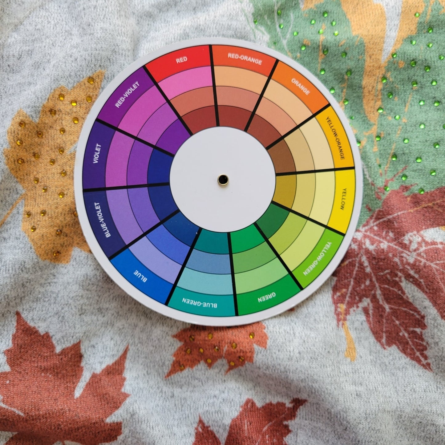 Astrologie Womens Top XL Autumn Leaves Gray Asymmetric Rhinestones Soft Comfy