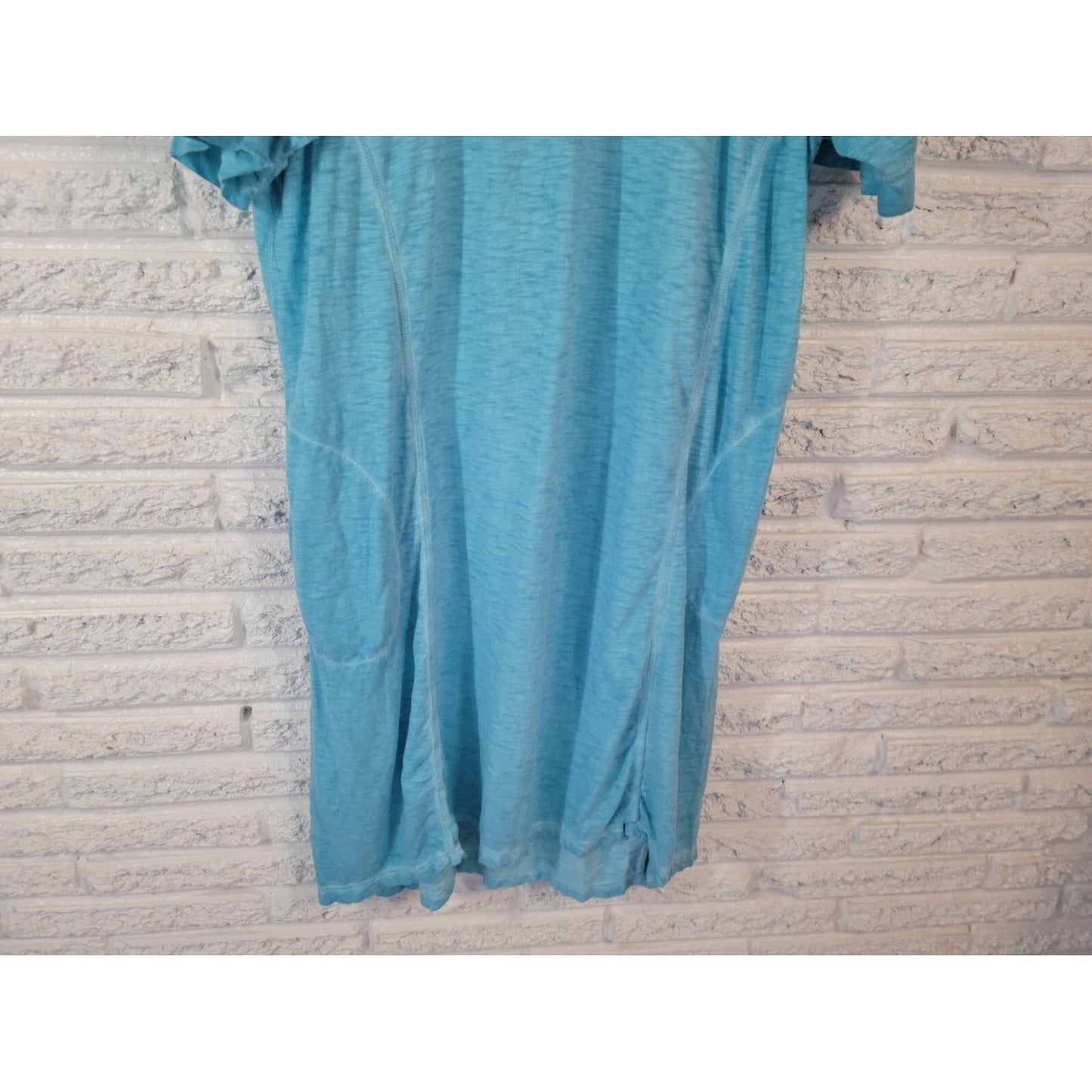 LOGO Lori Goldstein QVC Womens Dress XLP Mini Short Sleeve Blue Heather Pockets