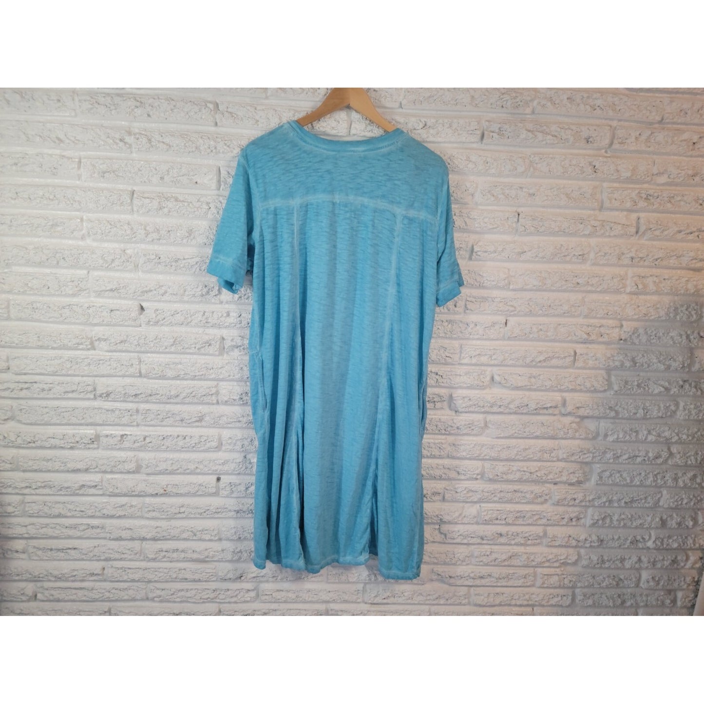 LOGO Lori Goldstein QVC Womens Dress XLP Mini Short Sleeve Blue Heather Pockets