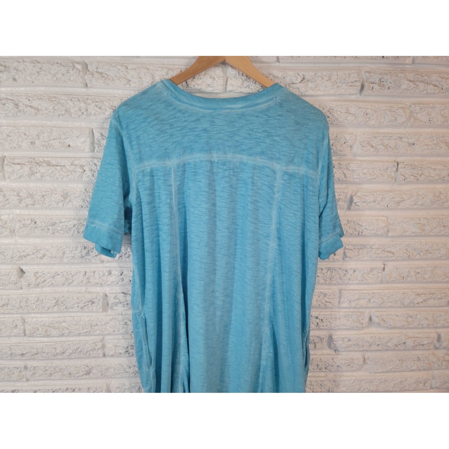 LOGO Lori Goldstein QVC Womens Dress XLP Mini Short Sleeve Blue Heather Pockets